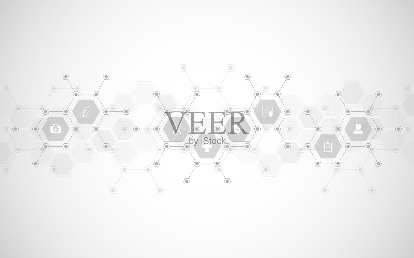 带有平面图标和符号的医疗背景和医疗保健技术。为医疗保健业务、创新医药、健康安全、科学设计理念模板。矢量图插画图片素材