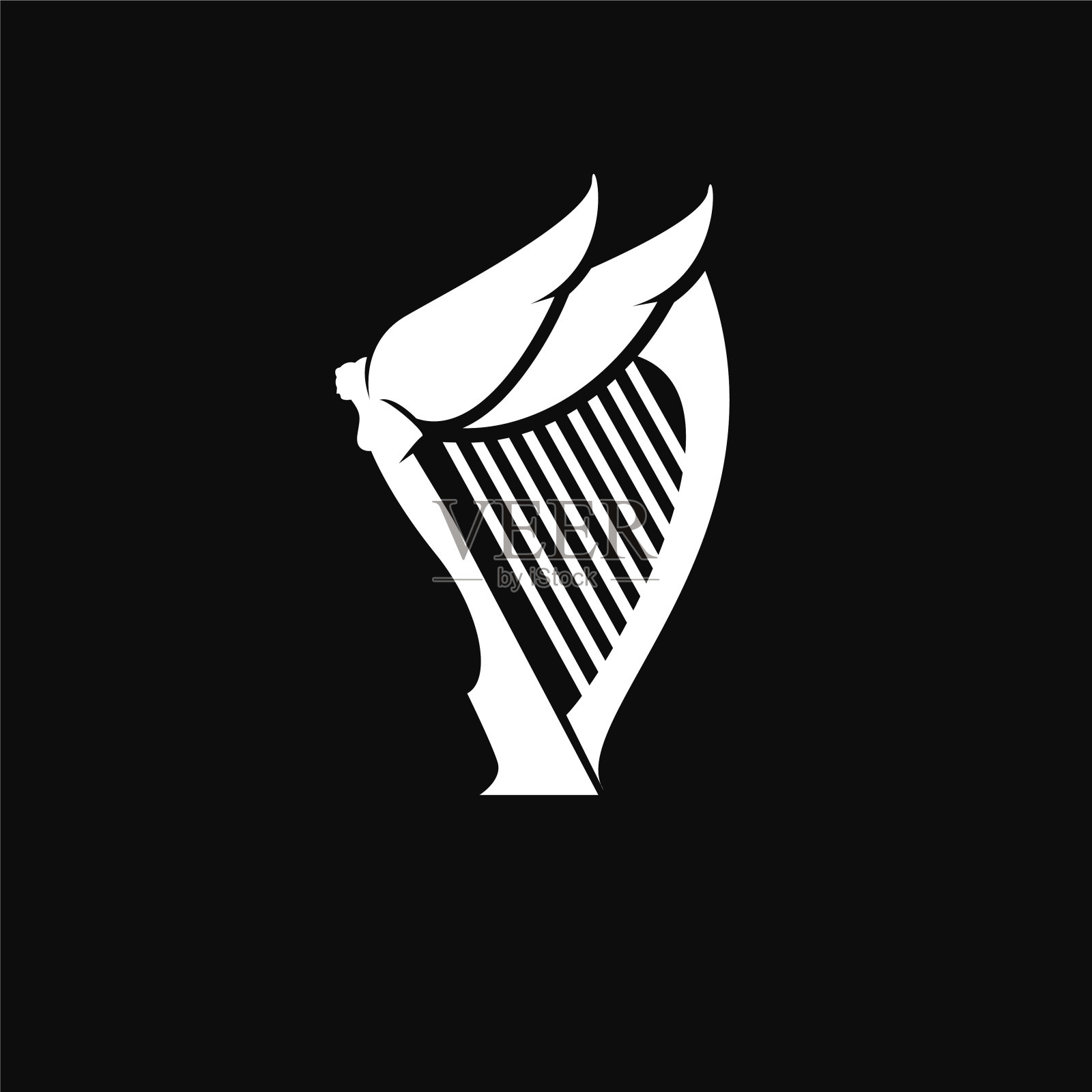 美丽豪华经典角竖琴矢量图标平面设计孤立的背景设计元素图片