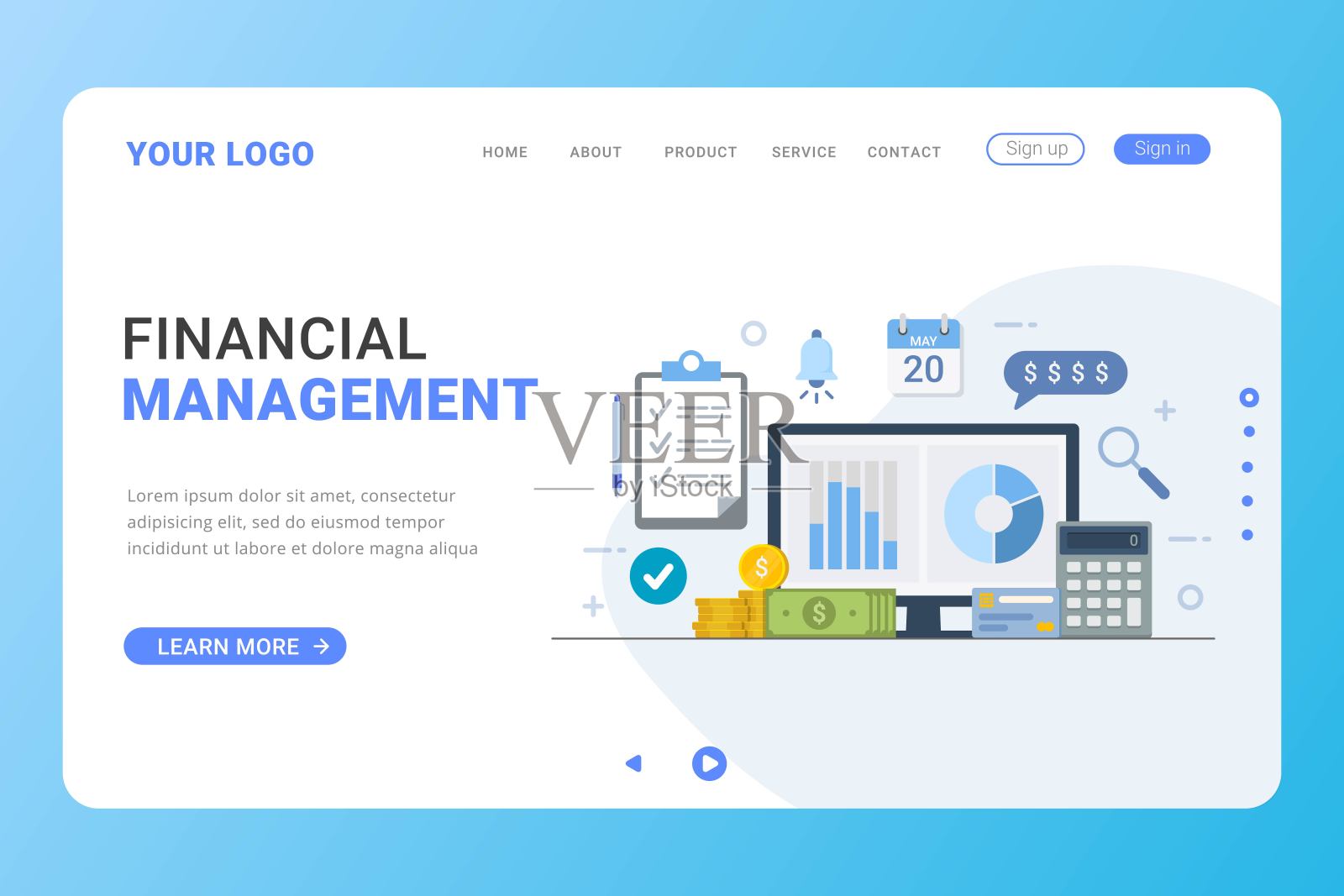 登陆页面模板财务管理设计理念插画图片素材