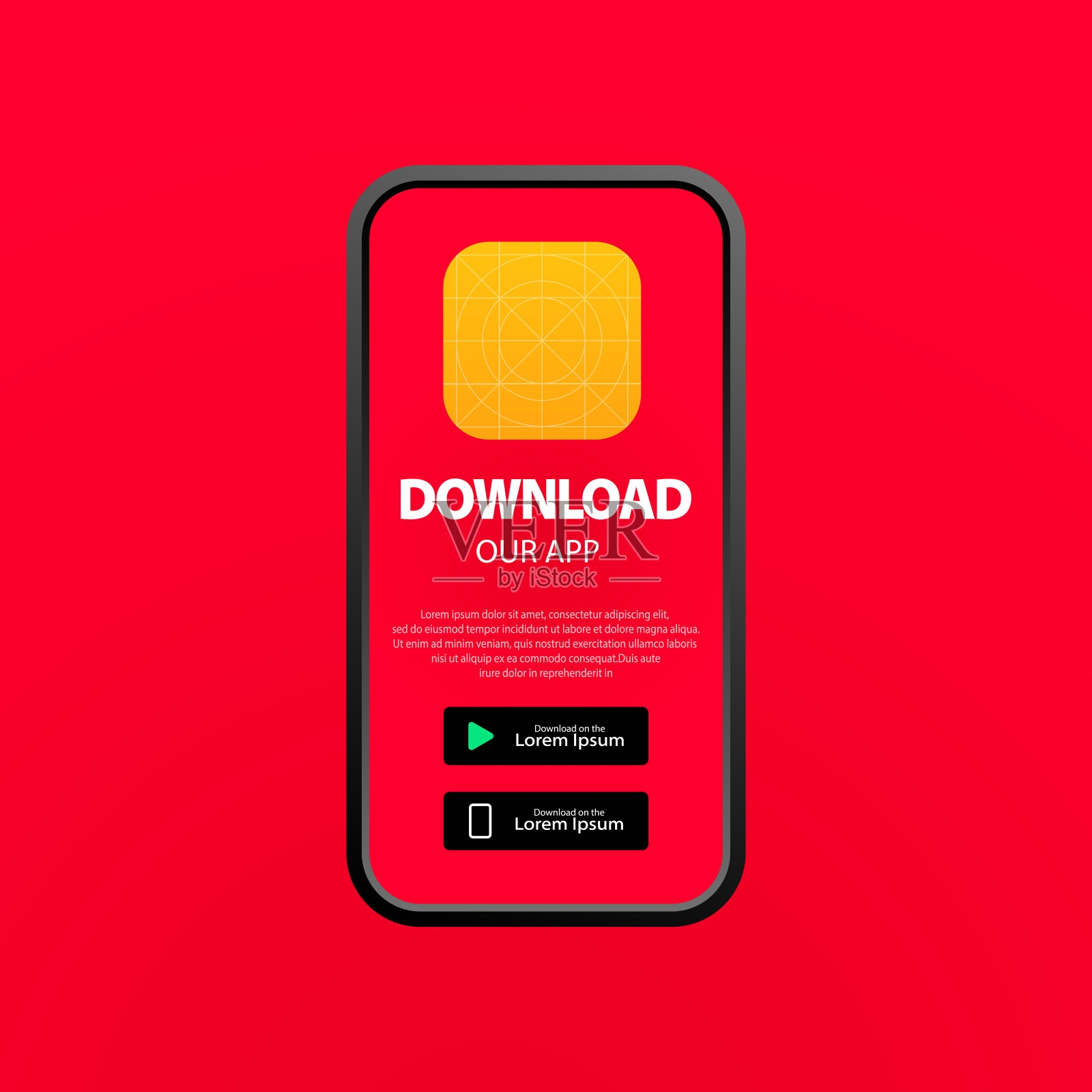 手机app下载页面。应用程序的广告空间。截图的空间。下载按钮。矢量插图。EPS10插画图片素材