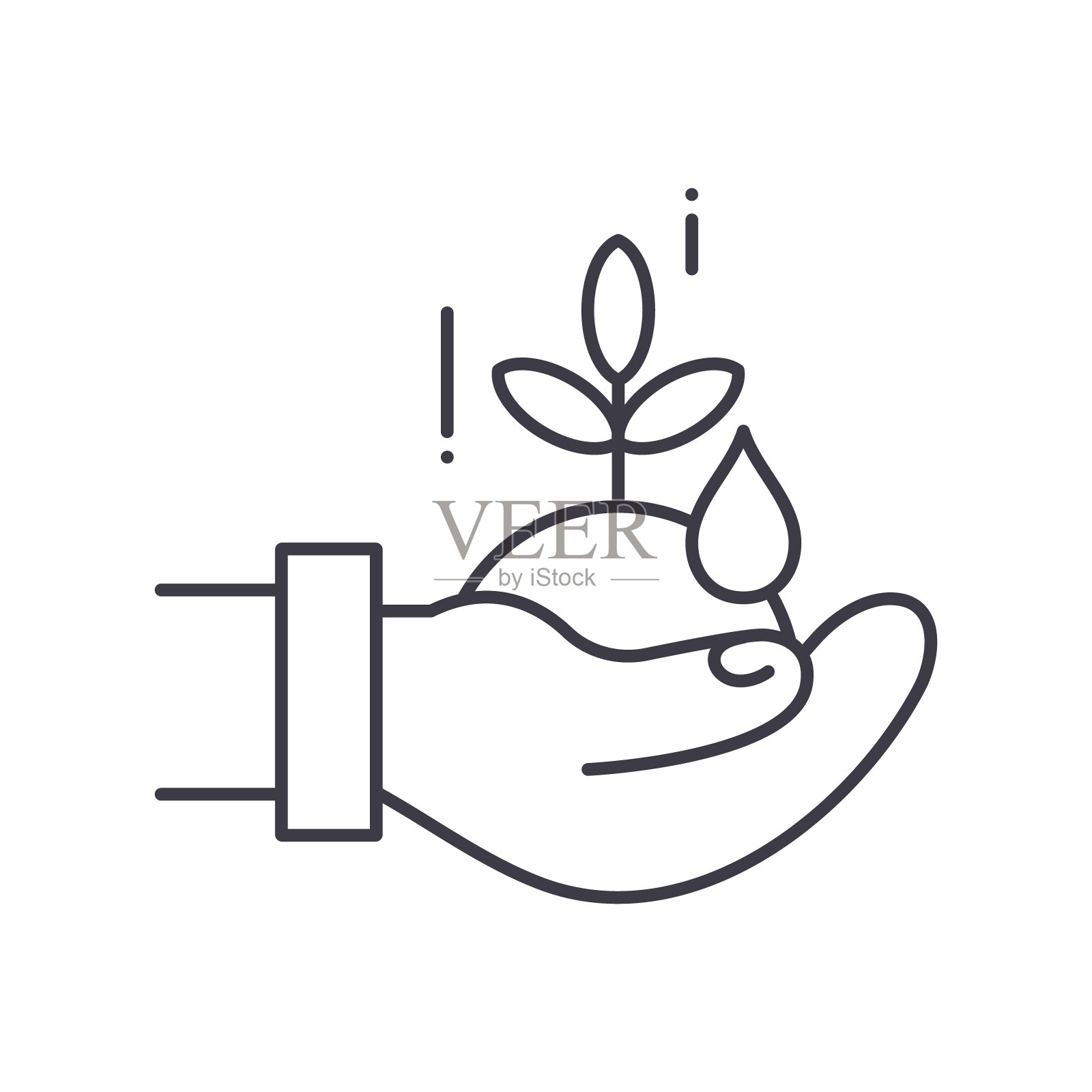 生长图标，线性孤立的插图，细线矢量，网页设计标志，轮廓概念符号与可编辑的笔触在白色背景。插画图片素材