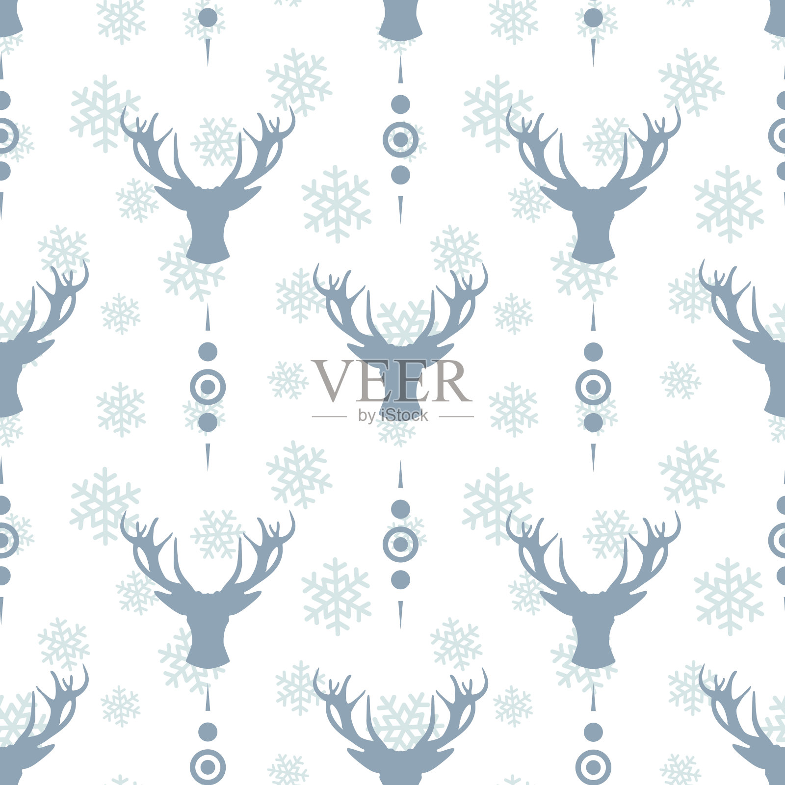 鹿头矢量无缝模式;用于包装纸、贺卡。插画图片素材