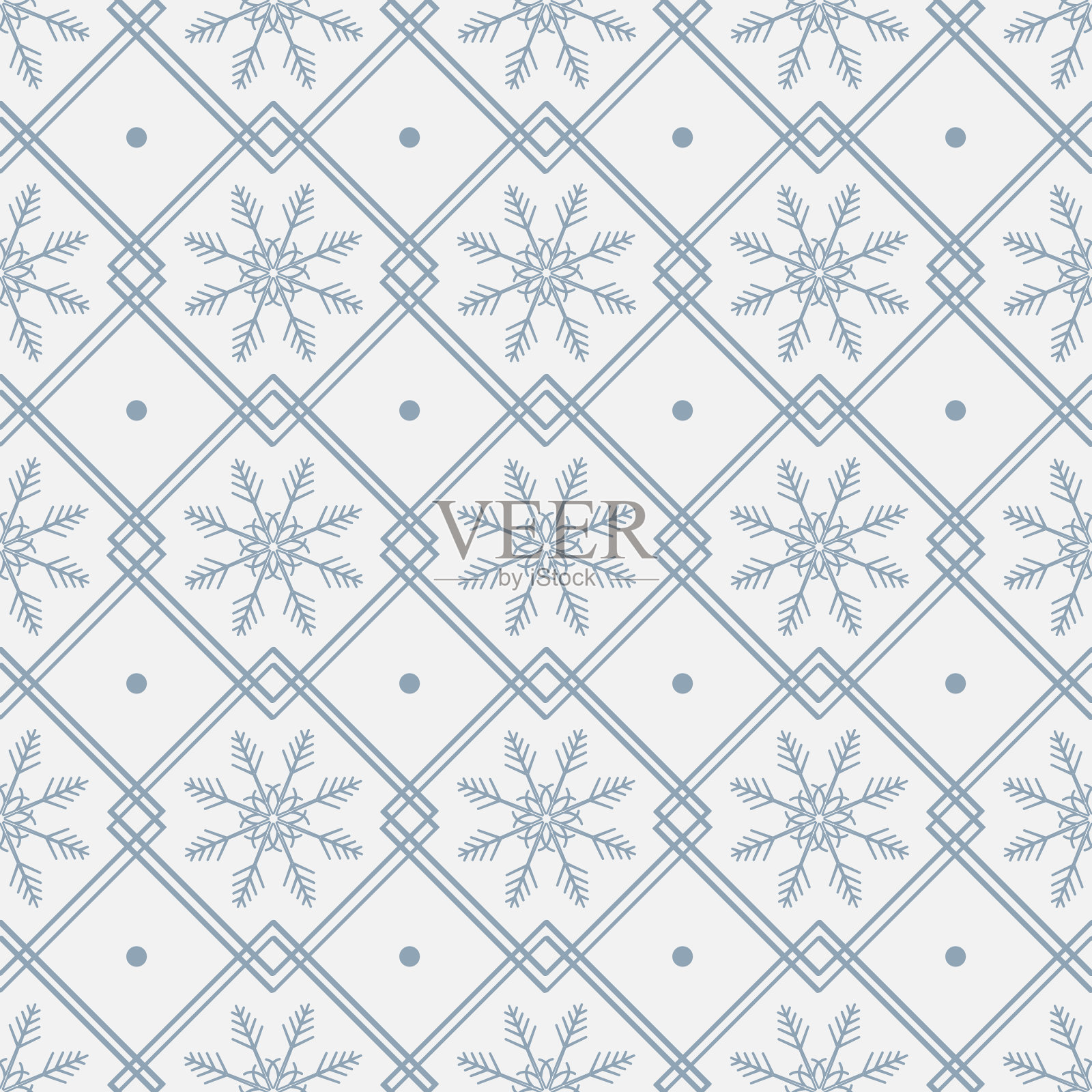 菱形雪花的几何无缝图案;用于包装纸、贺卡。插画图片素材