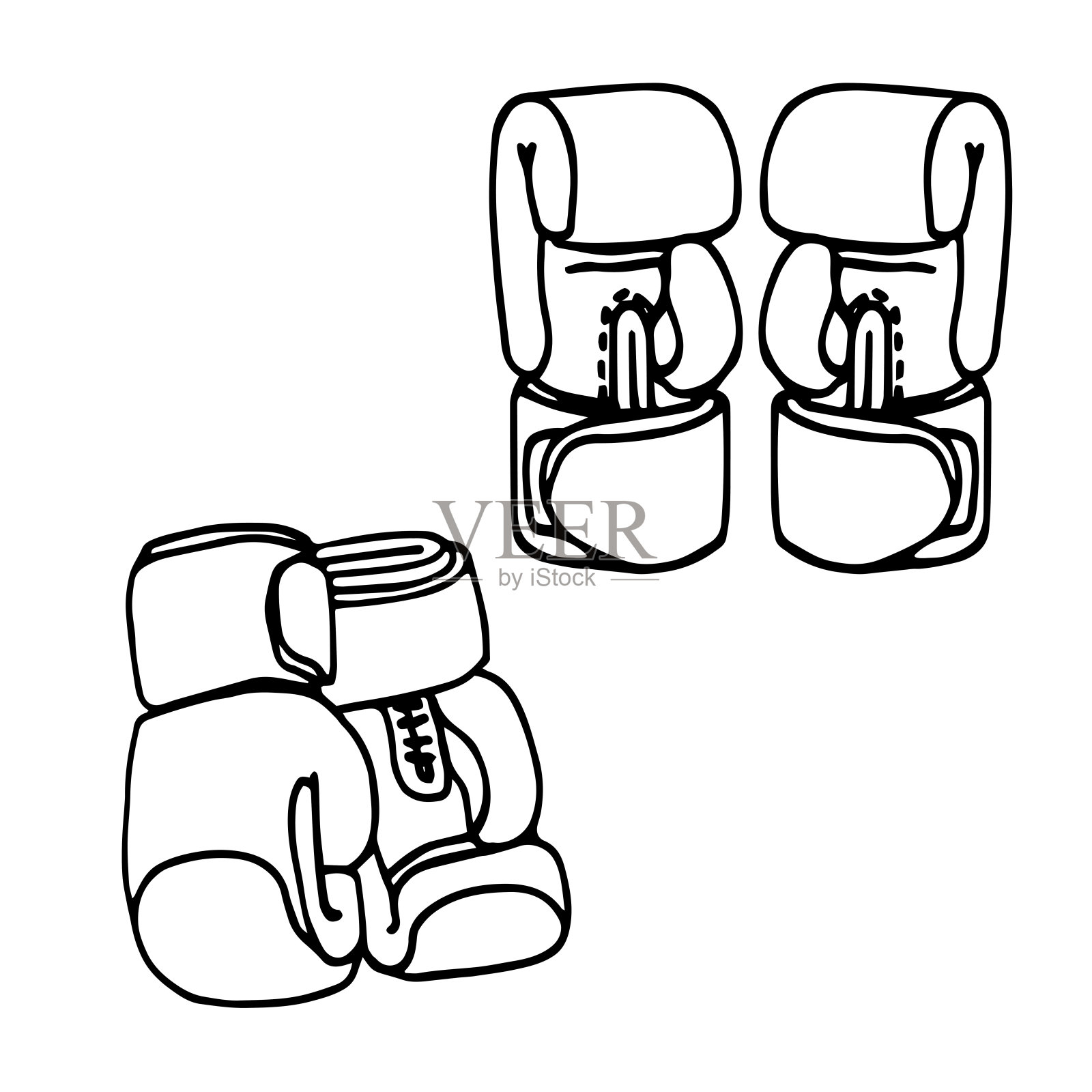 一套现代皮革训练拳击手套与尼龙搭扣设计元素图片