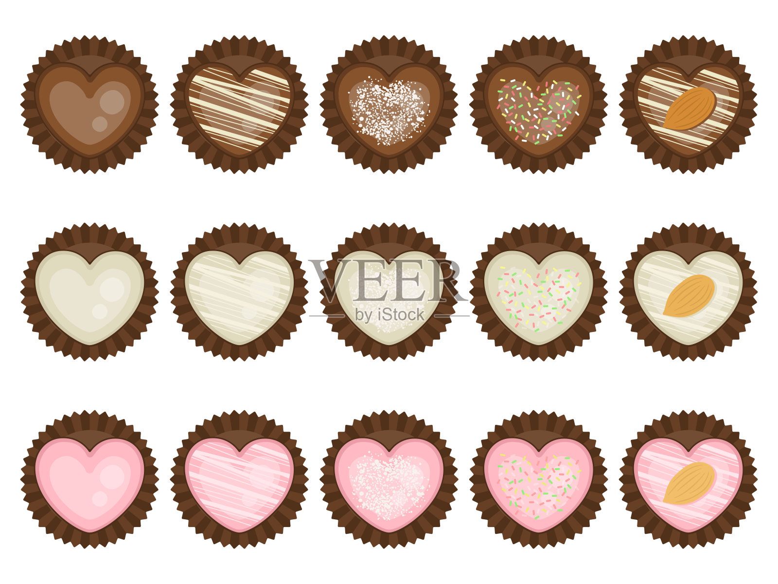 一套不同的巧克力。插画图片素材