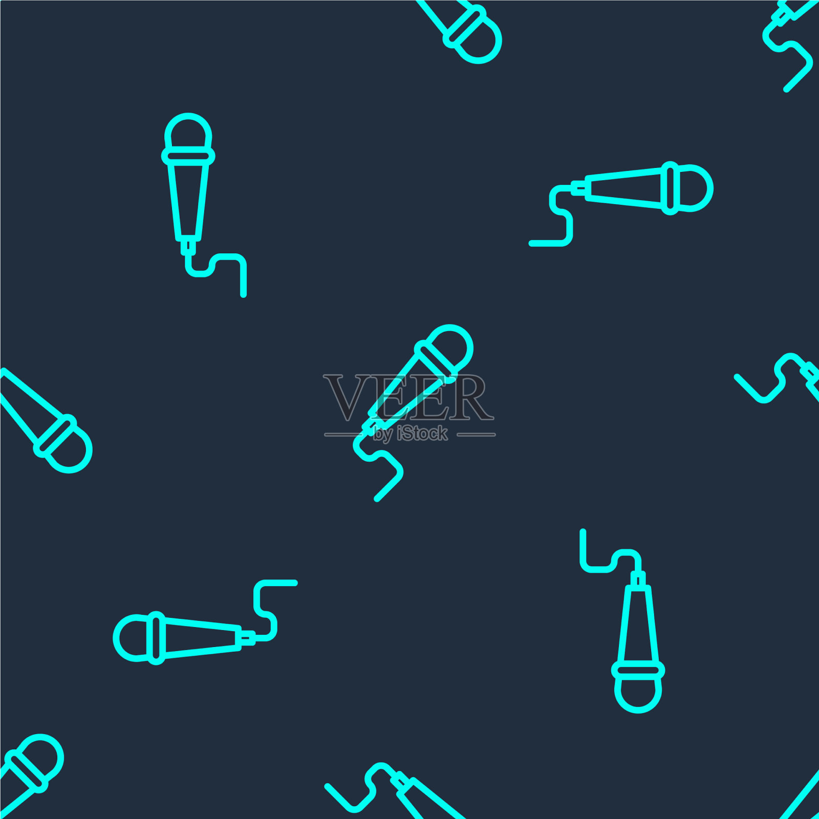 绿线麦克风图标隔离无缝插画图片素材