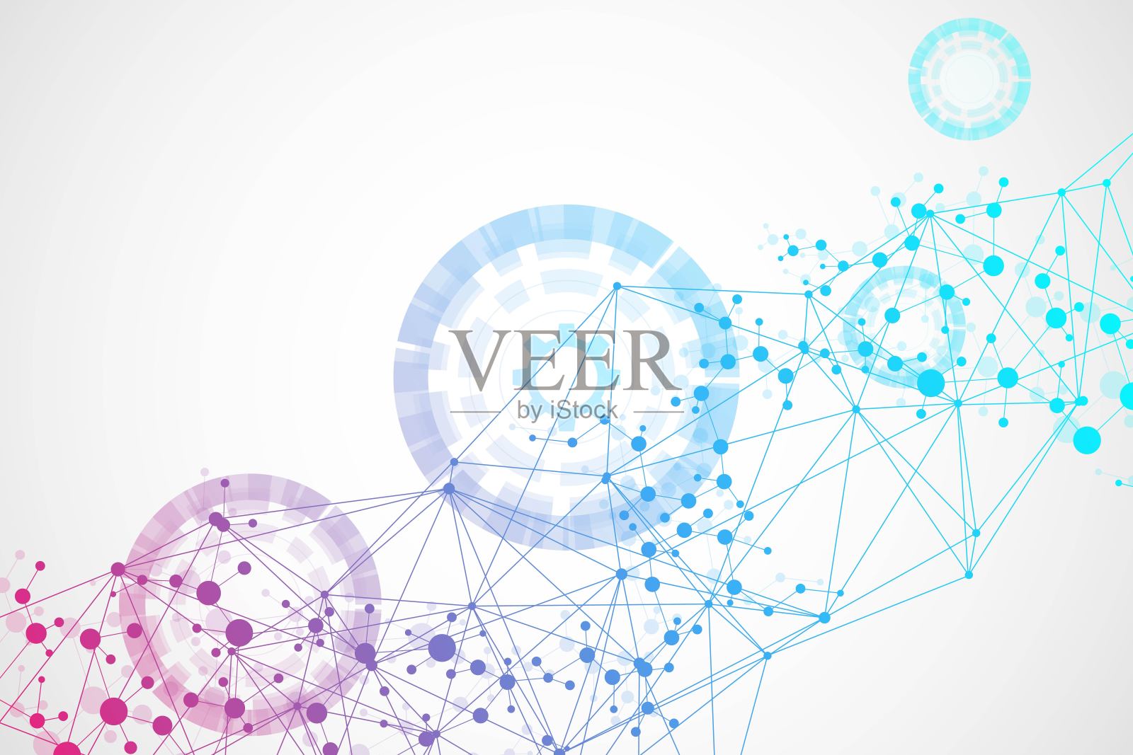 大数据可视化背景。现代未来虚拟抽象背景。科学网络格局，线与点相连。全局网络连接向量。插画图片素材