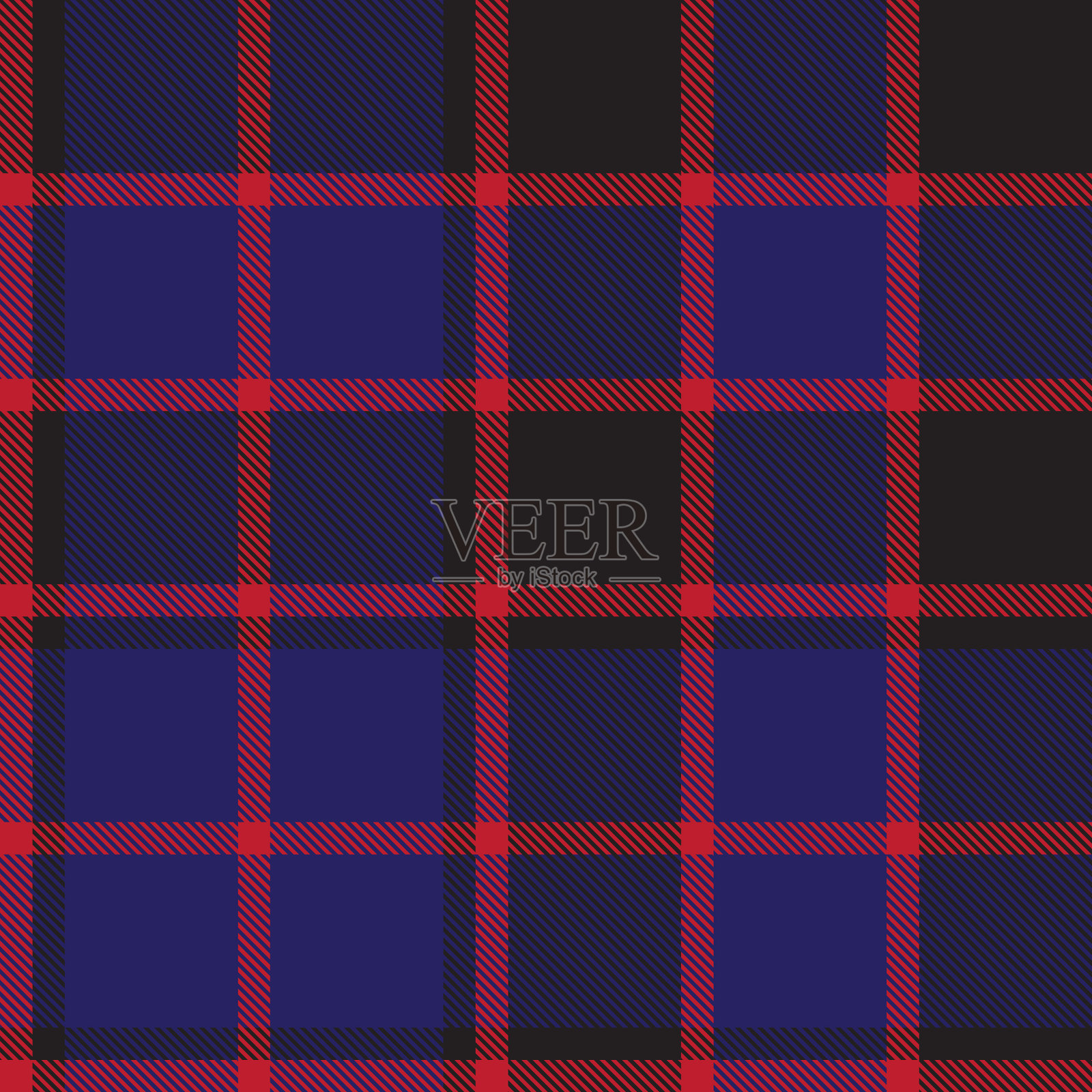 红色和海军格子呢无缝图案插画图片素材