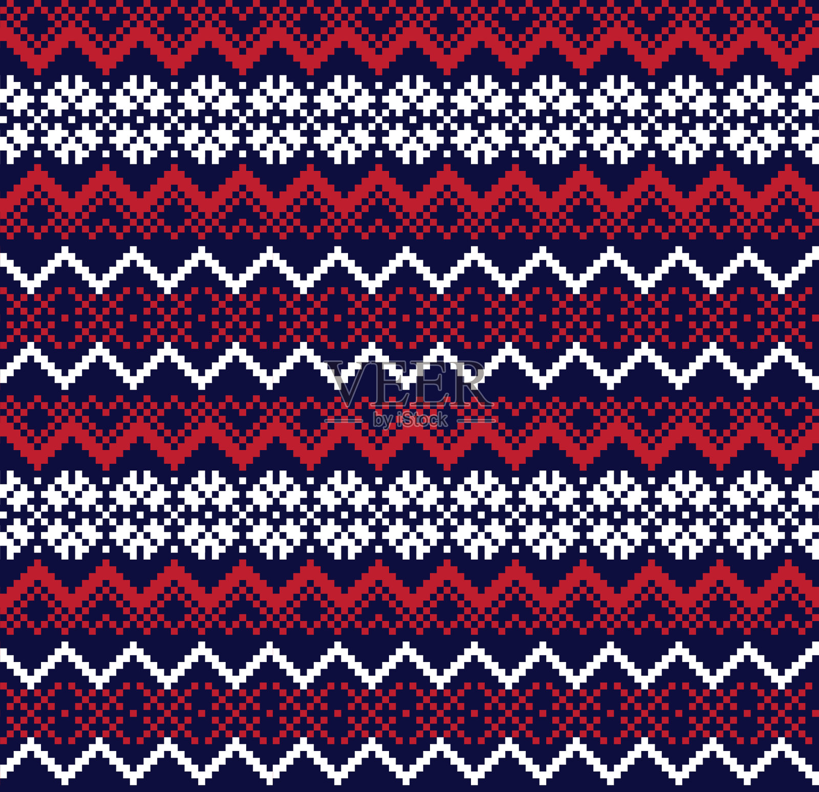 红色圣诞集市岛无缝图案插画图片素材