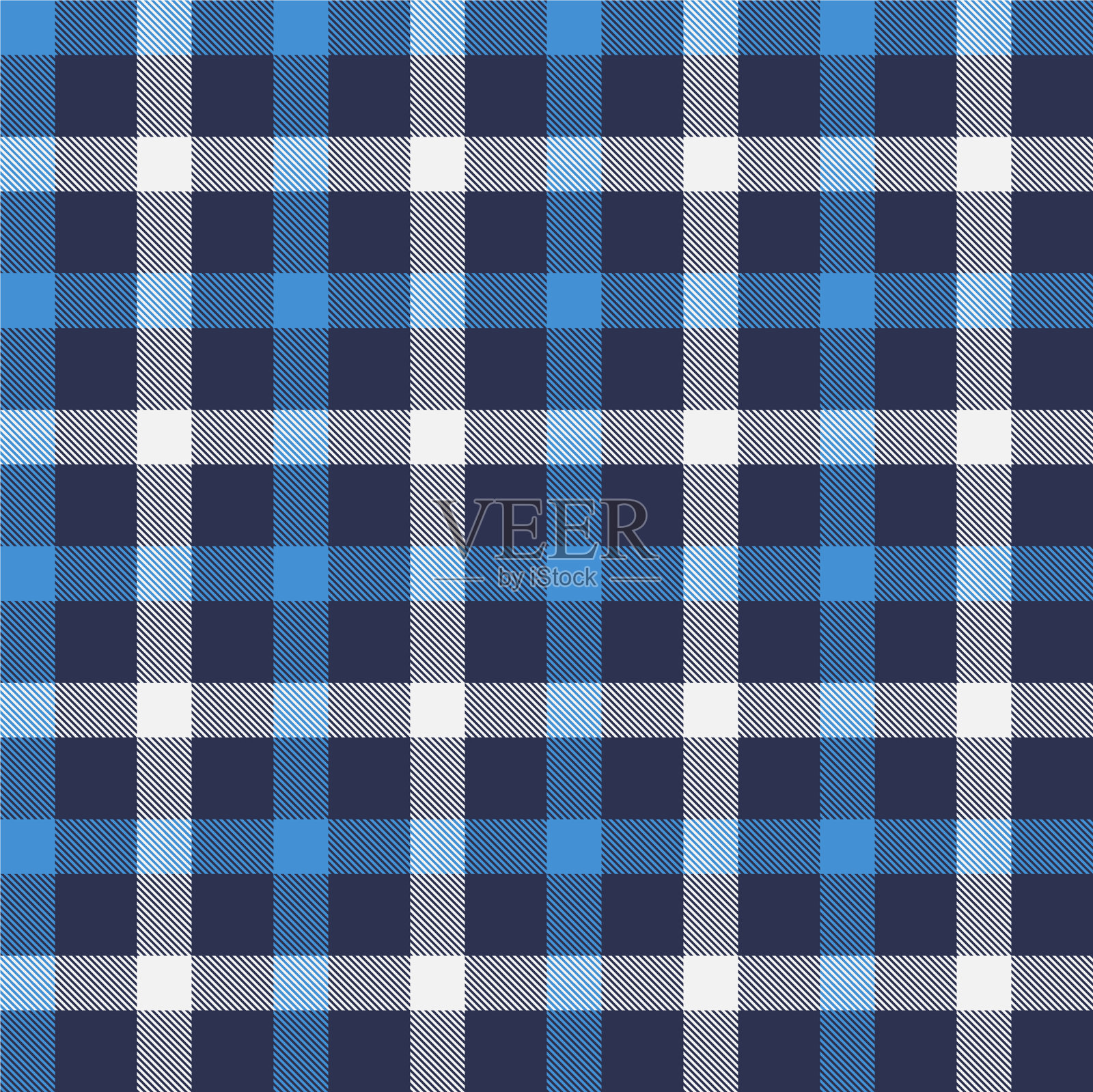 花格无缝图案白、黑、蓝插画图片素材