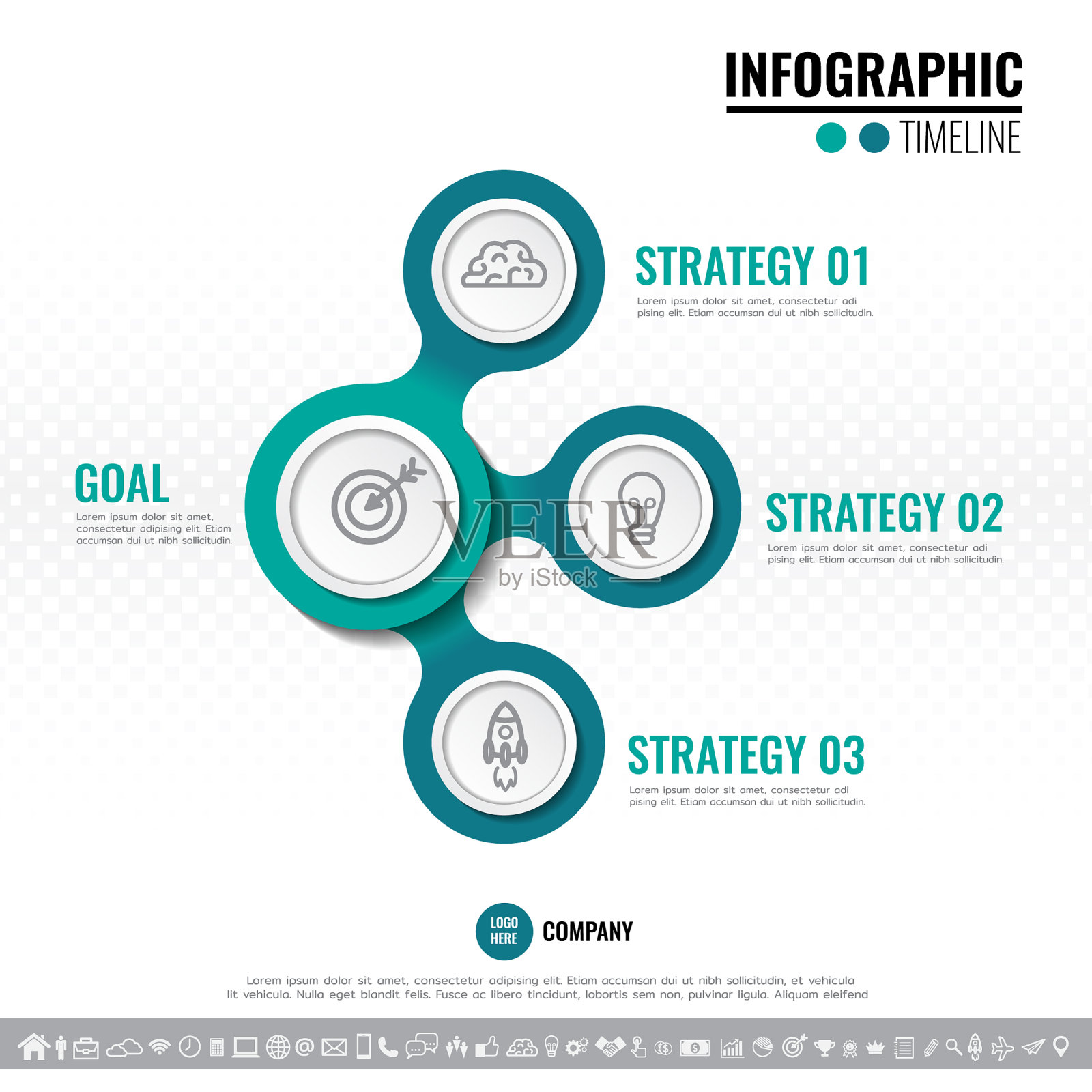 三个步骤，选择或过程时间线插画图片素材