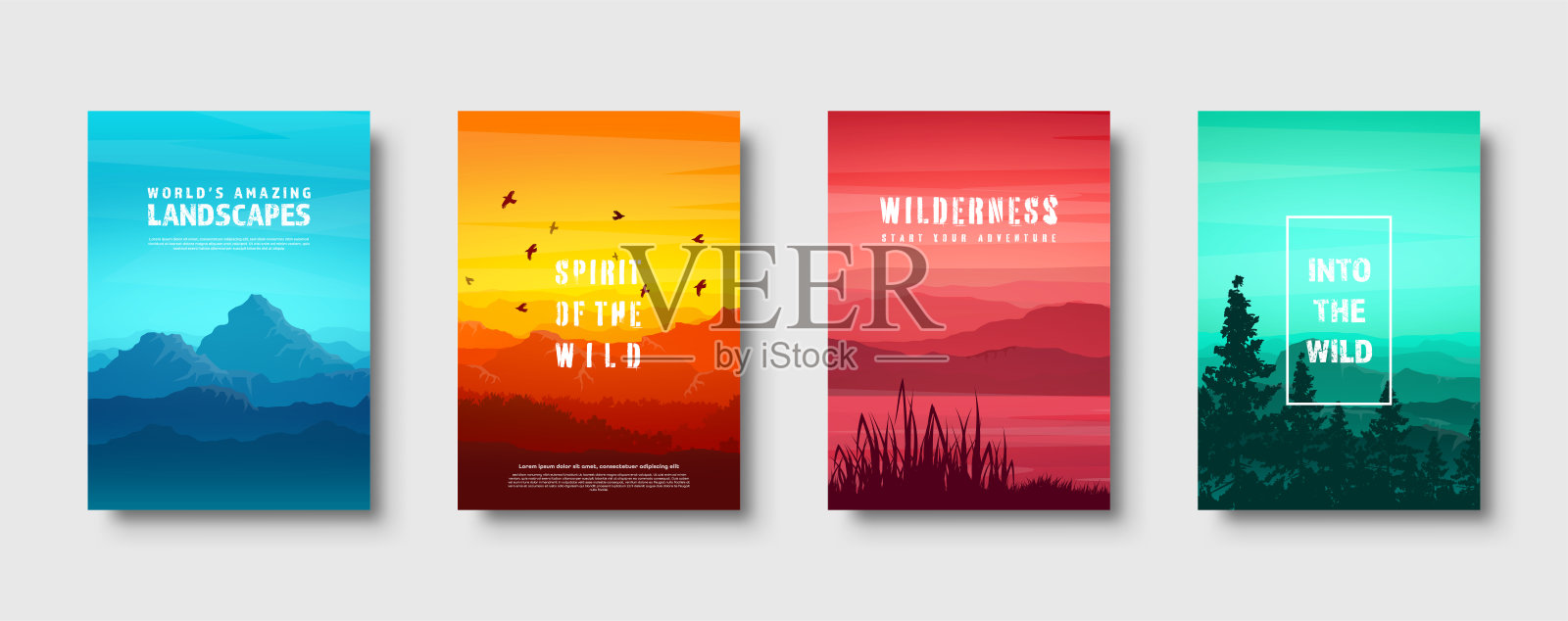 山和森林。野生自然景观。旅行和adventure.Panorama。进了树林。地平线line.Trees,雾。矢量图插画图片素材