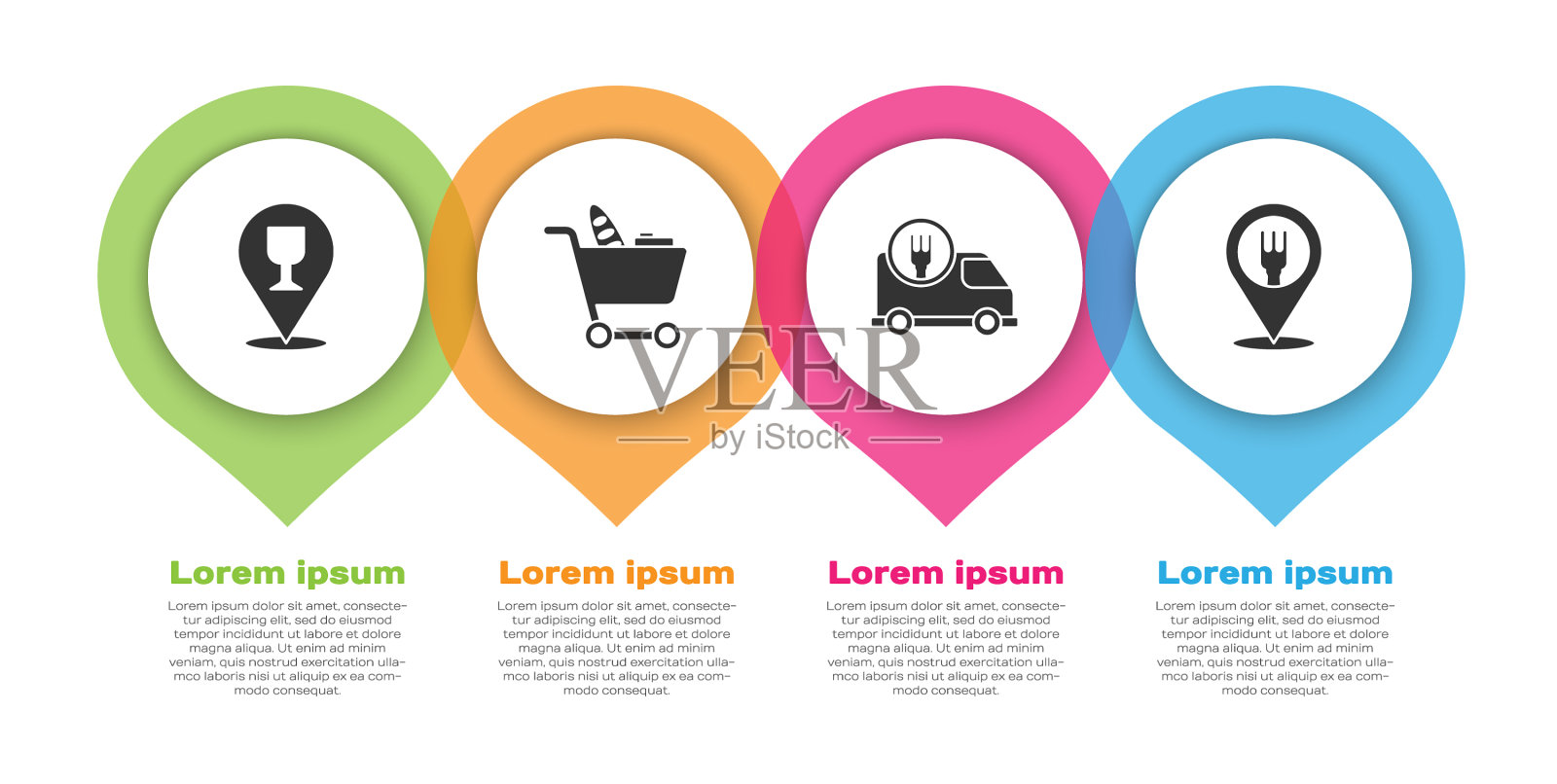 设置酒精或啤酒酒吧位置购物车插画图片素材