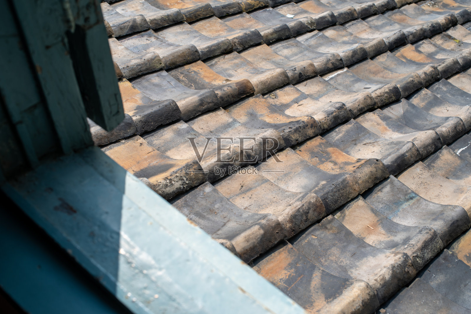 蓝色的旧西式建筑照片摄影图片