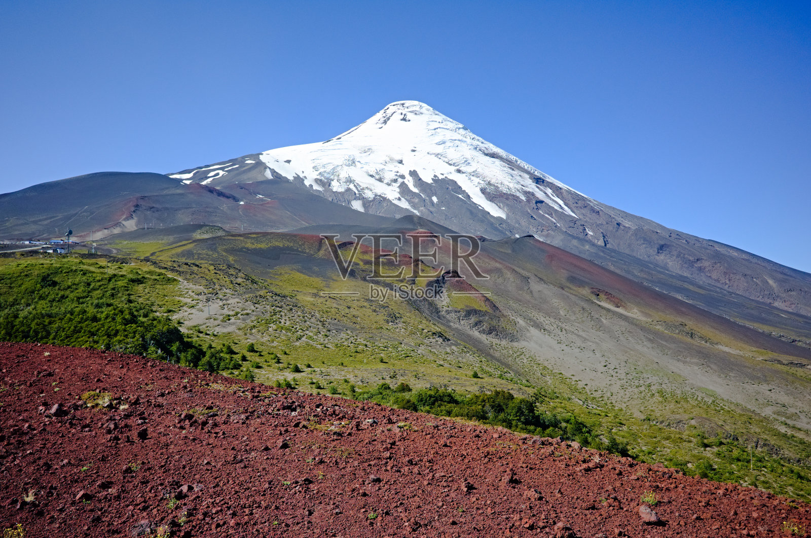 奥索尔诺火山雪峰景观照片摄影图片