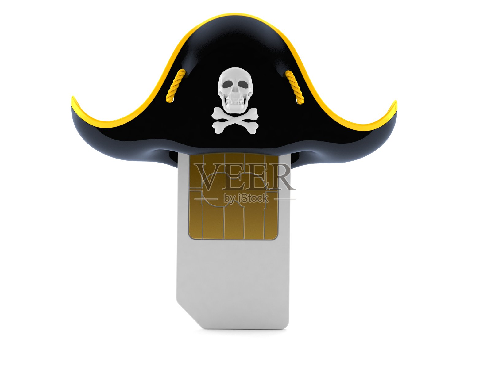 带海盗帽的SIM卡照片摄影图片