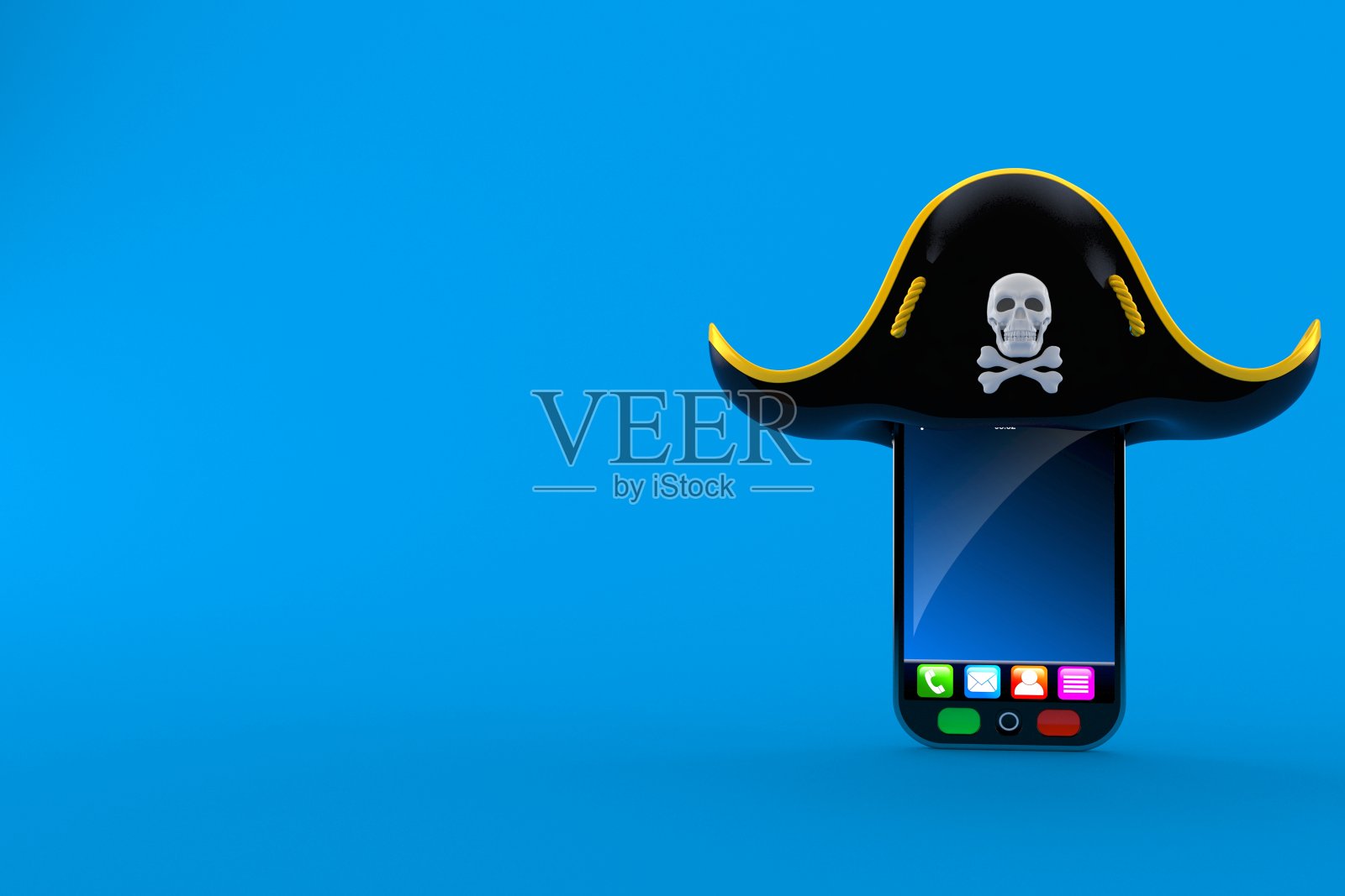 带海盗帽的智能手机照片摄影图片