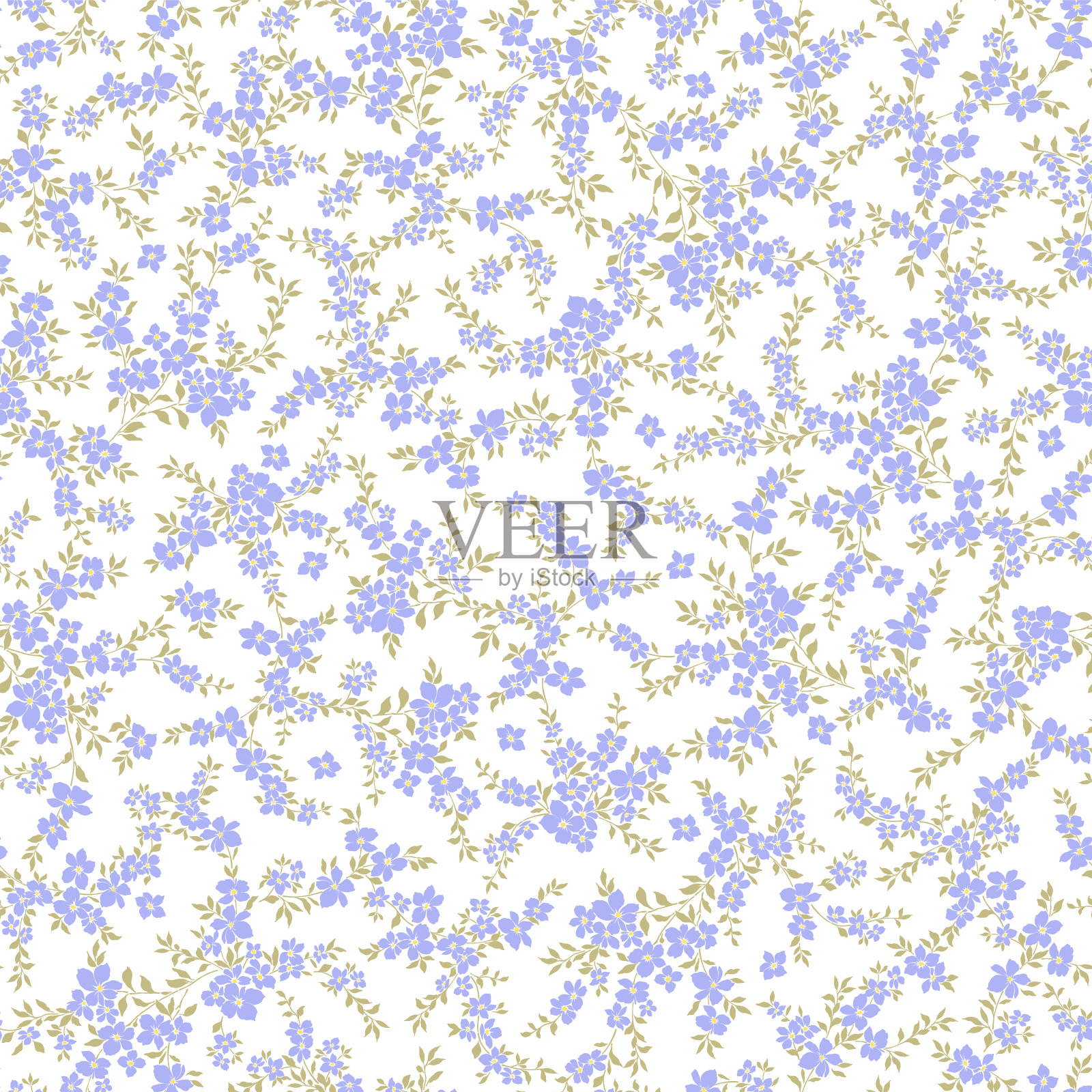 无缝和自由风格可爱的花卉图案，插画图片素材