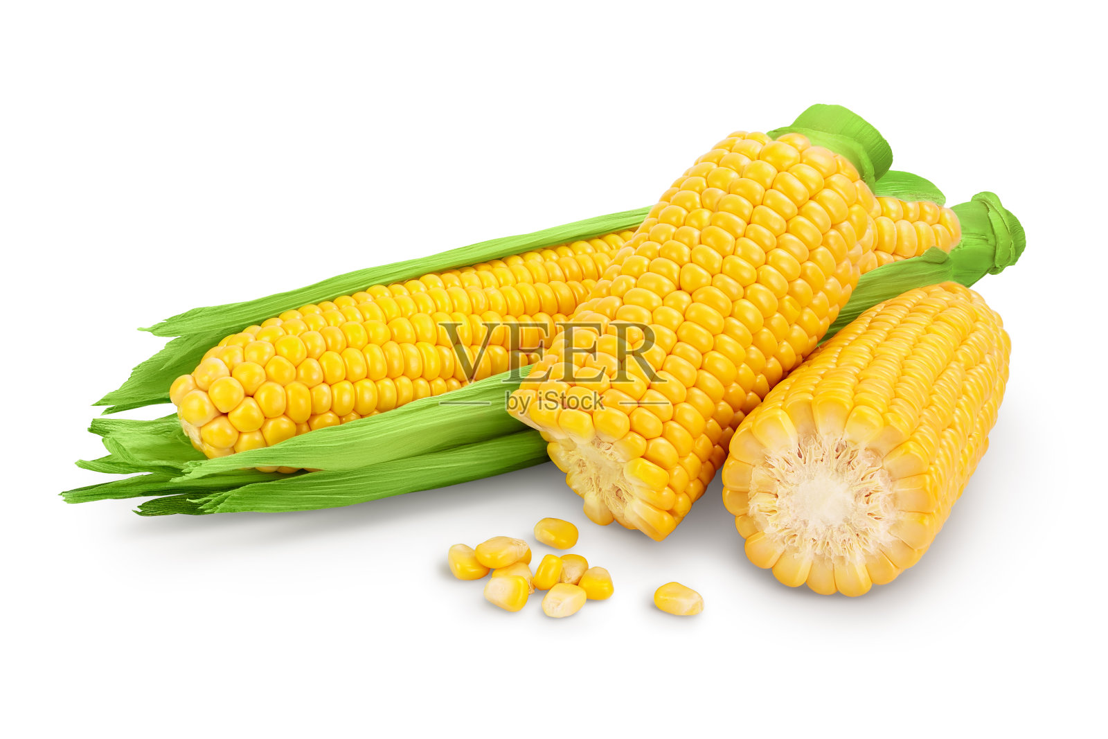 白色背景隔离玉米棒照片摄影图片