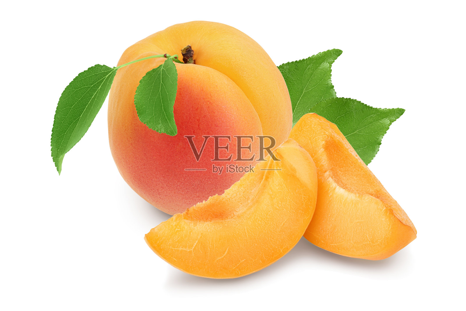 白底上孤立的杏子。剪辑路径和全景深照片摄影图片