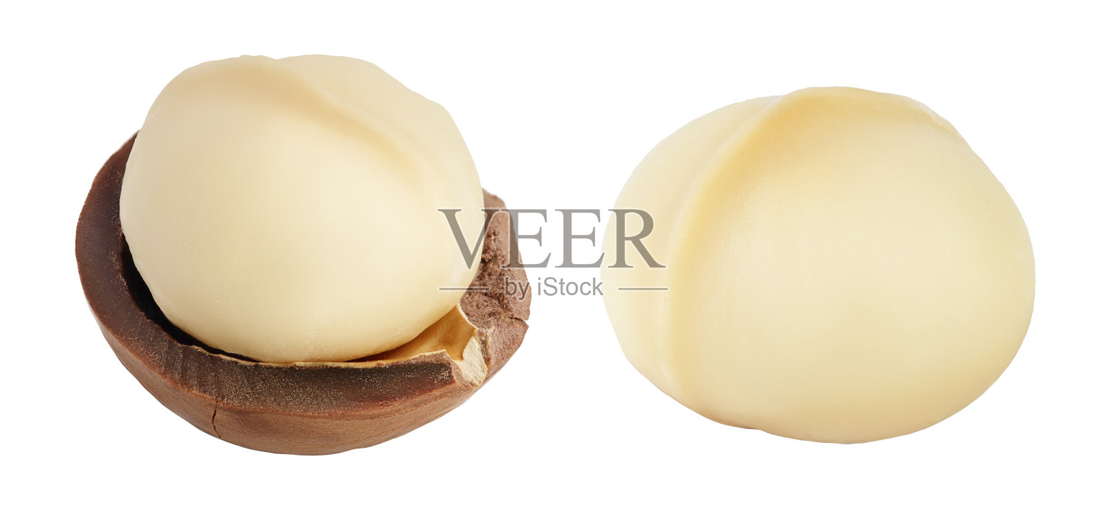 澳洲坚果孤立在白色背景与剪辑路径和全景深的领域照片摄影图片