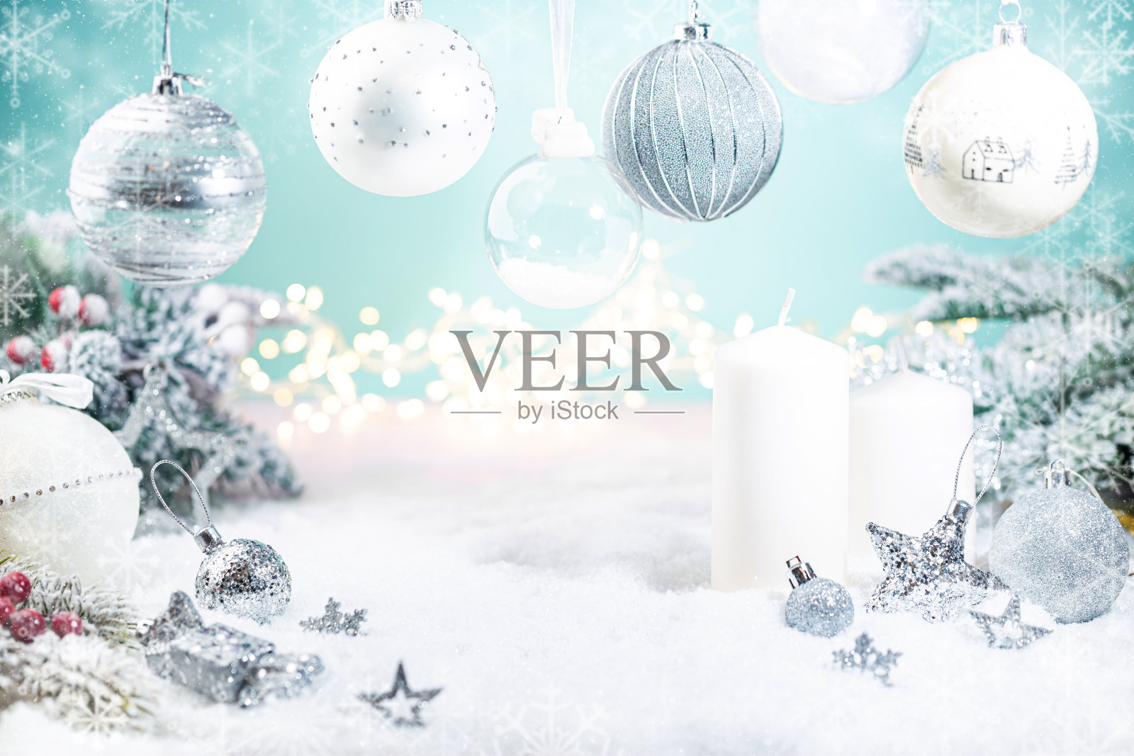 雪花圣诞装饰照片摄影图片