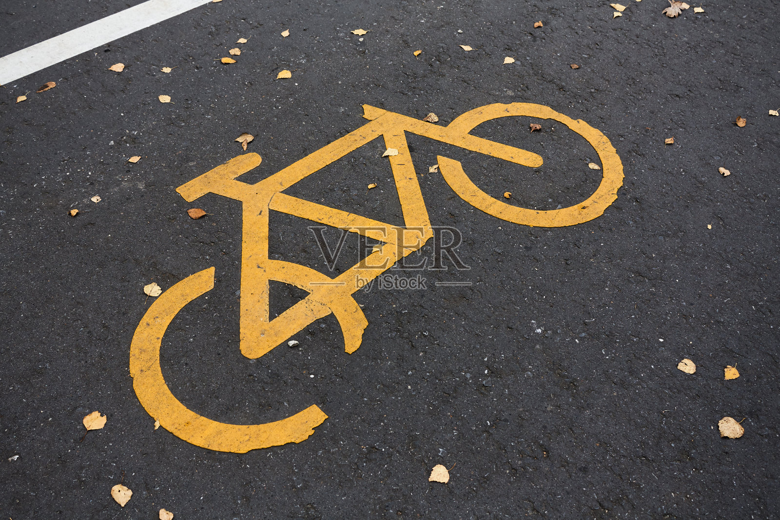 在公园道路上的自行车标志或图标的形象。自行车道照片摄影图片