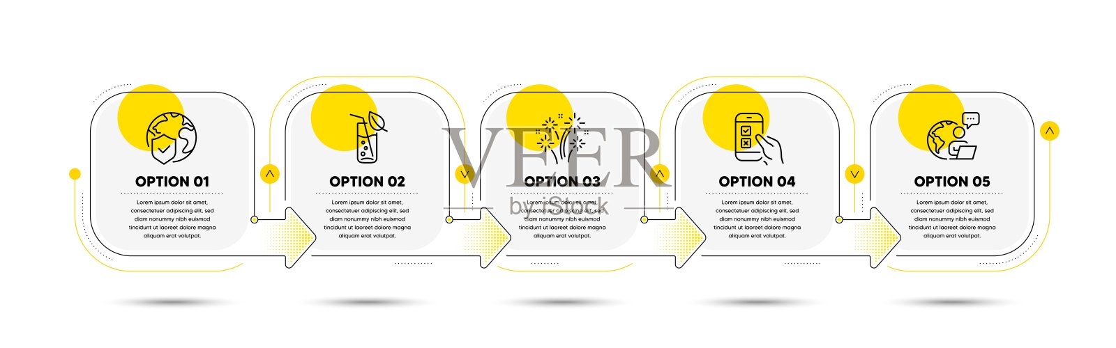 水杯，移动调查和烟花图标集。世界保险标志。向量插画图片素材
