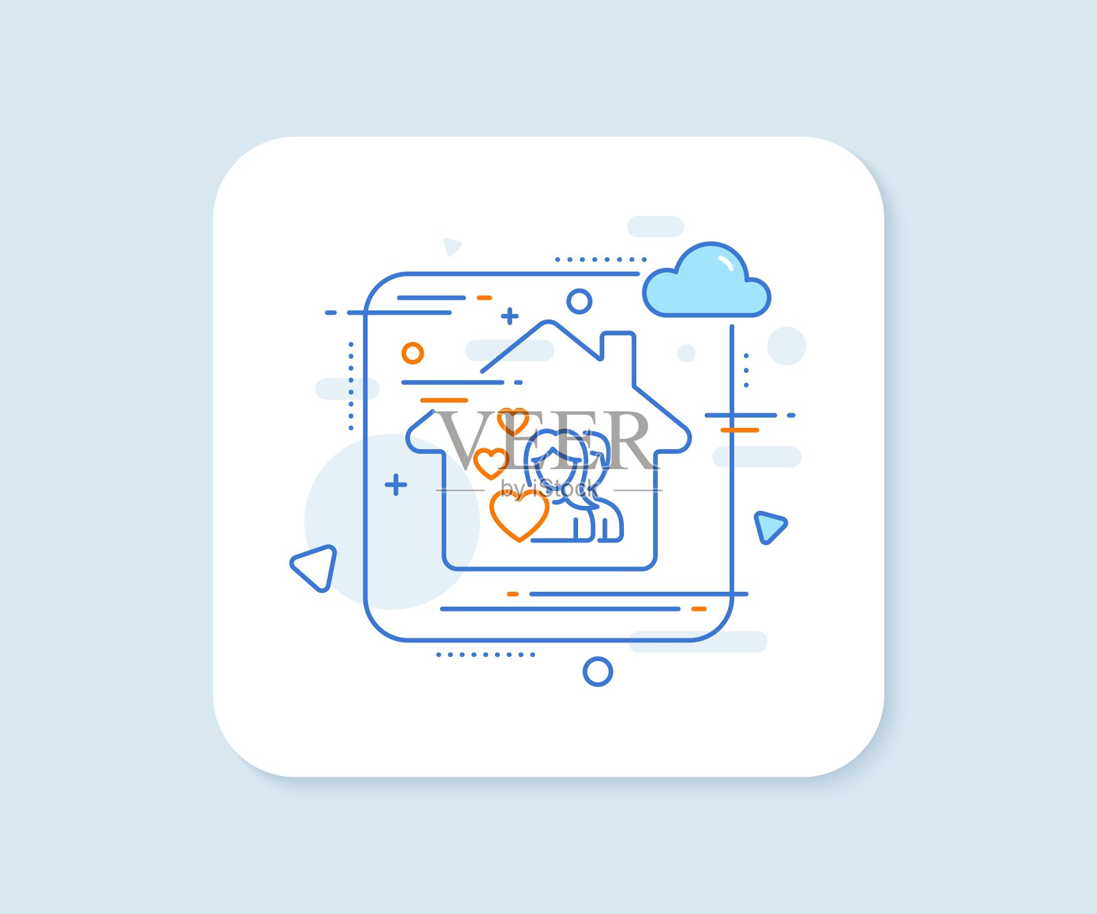 情侣爱情线图标。一群人签名。向量图标素材