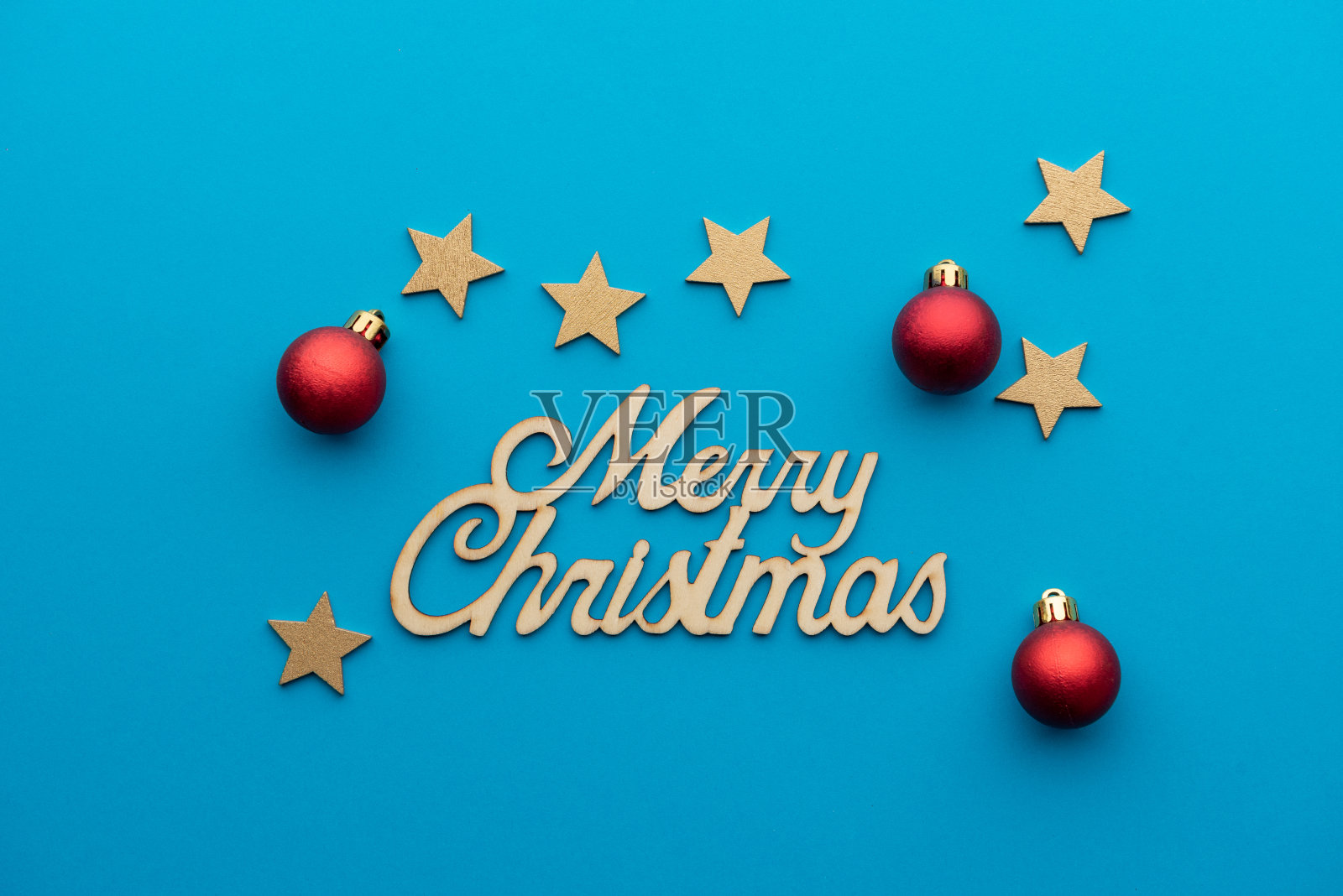 圣诞作文，装饰在蓝色的背景照片摄影图片