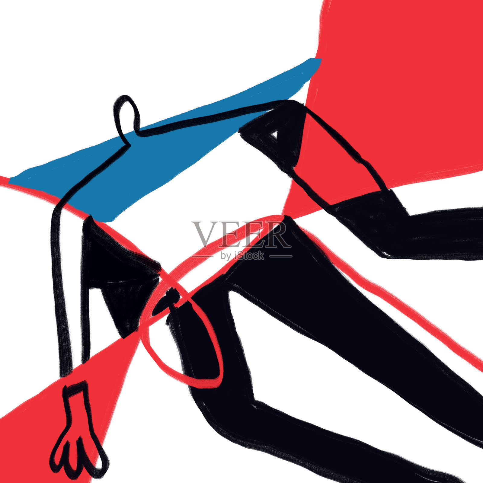 图形和颜色形状。抽象绘画。巴斯奎特和蒙德里安的氛围。印刷和海报艺术。手绘。插画图片素材