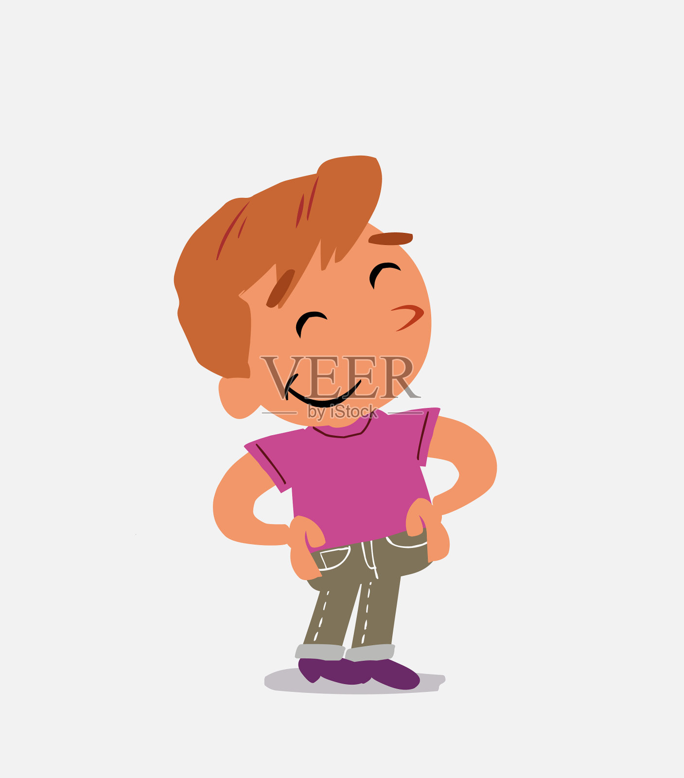 牛仔裤上满意的小男孩卡通形象设计元素图片