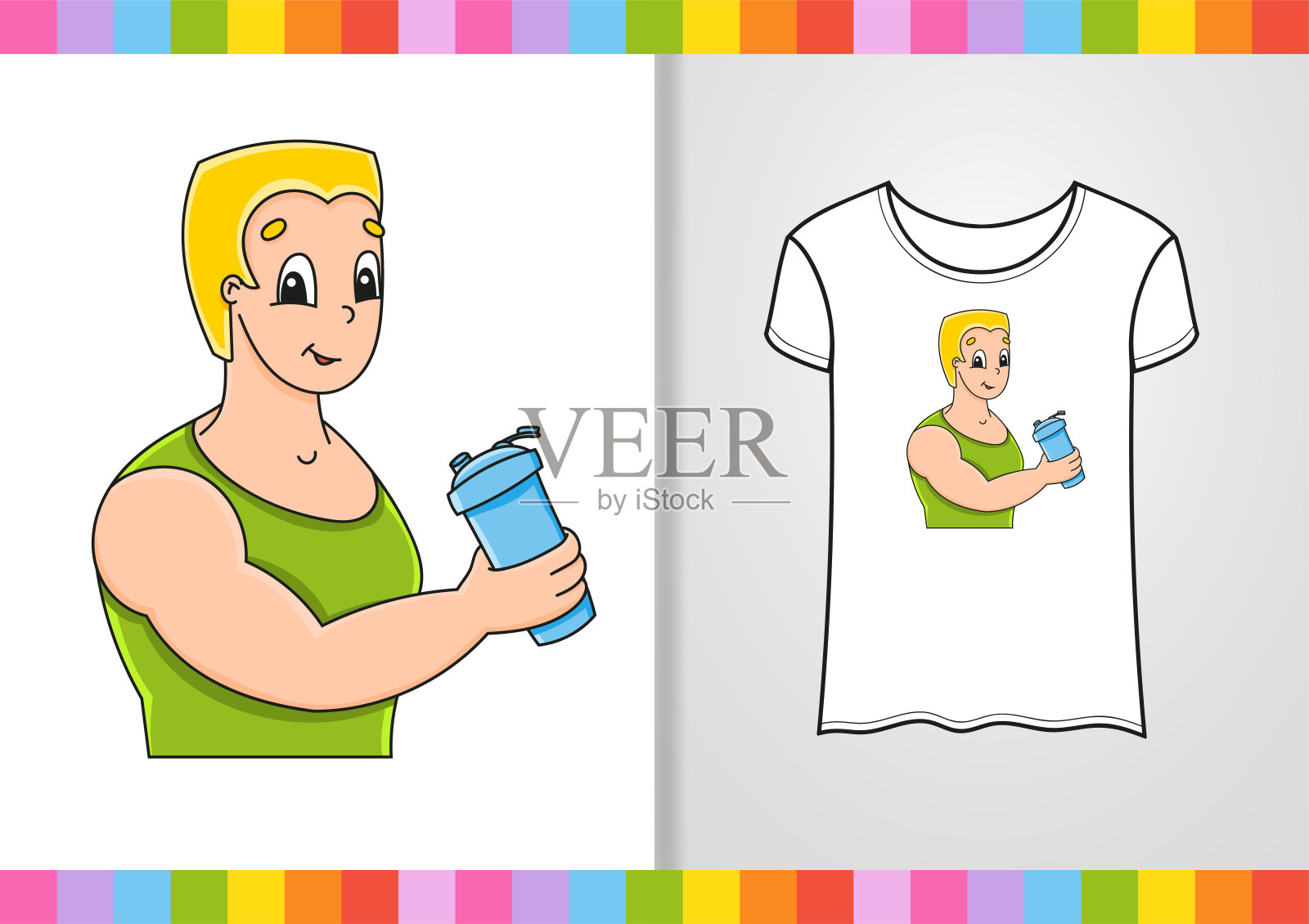 衬衫口袋里可爱的角色。彩色矢量插图。卡通风格。孤立在白色背景上。设计元素。插画图片素材