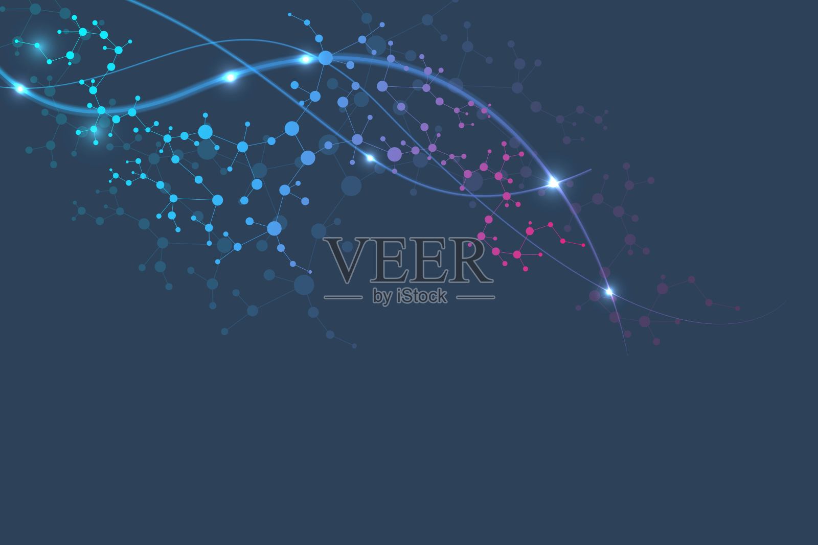 结构分子与通讯。Dna，原子，神经元。科学的设计理念。用点连接线。医学，技术，化学，科学背景。矢量插图。插画图片素材