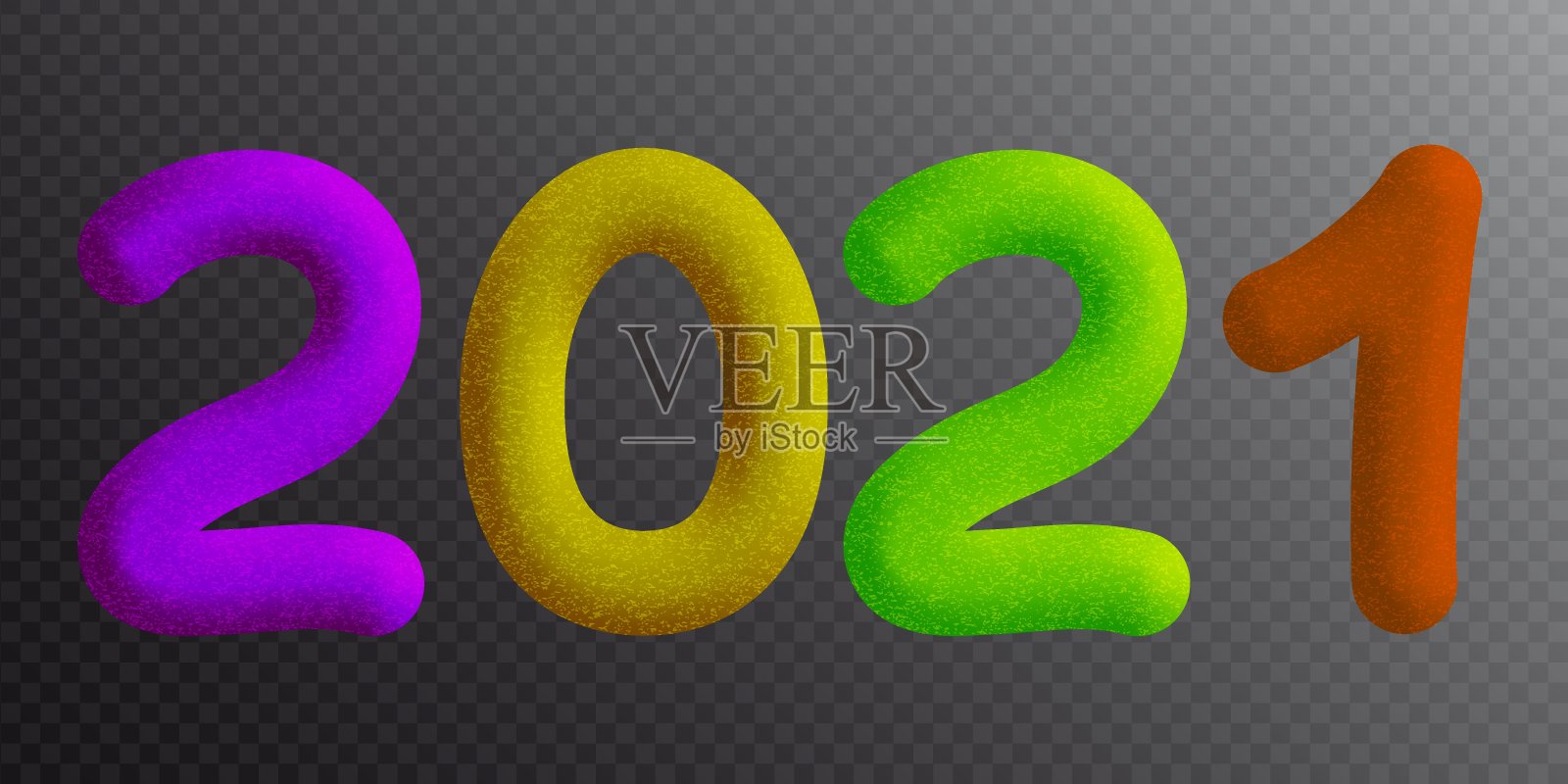 新年，透明背景下的2021年数字。插画图片素材