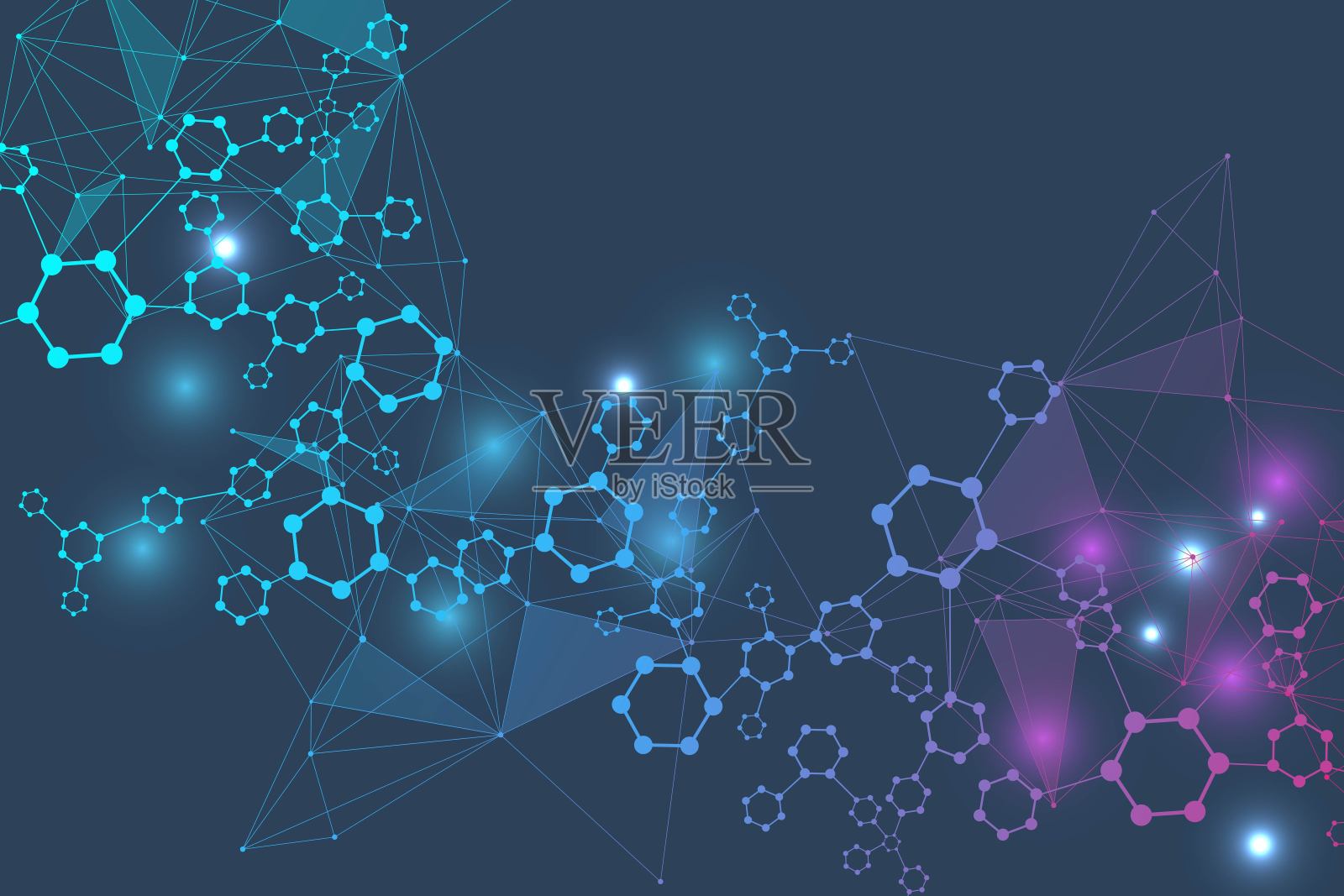 结构分子和通信。Dna,原子,神经元。科学的设计理念。用点连接线。医学，技术，化学，科学背景。矢量插图。插画图片素材