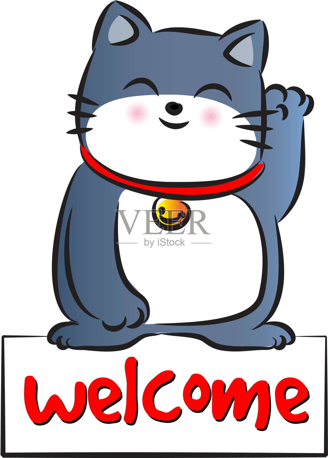 欢迎猫卡通矢量插画图片素材