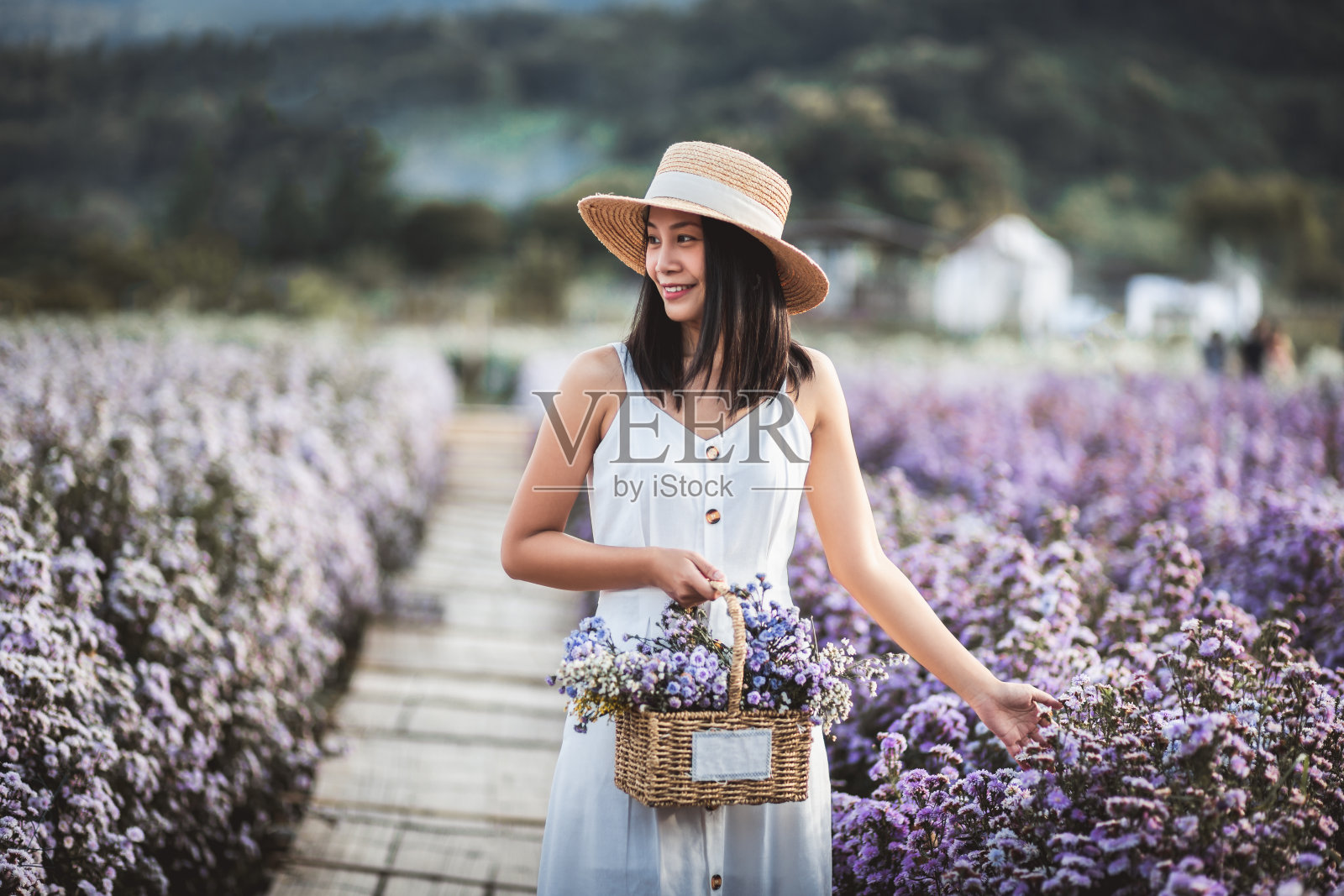 亚洲女人在泰国清迈的花园旅行照片摄影图片