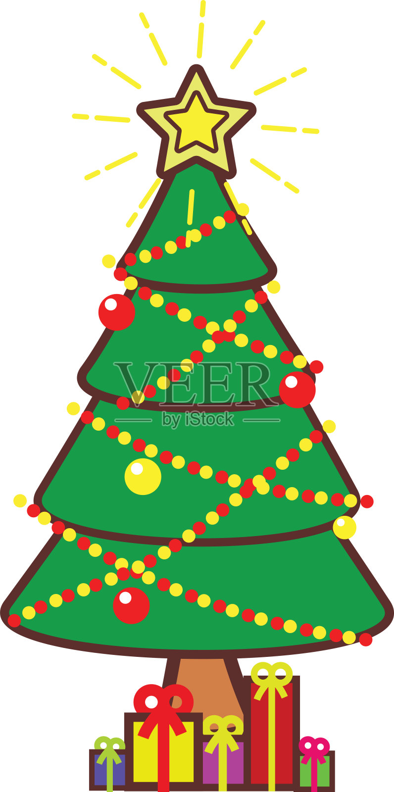 简单的卡通圣诞树设计元素图片