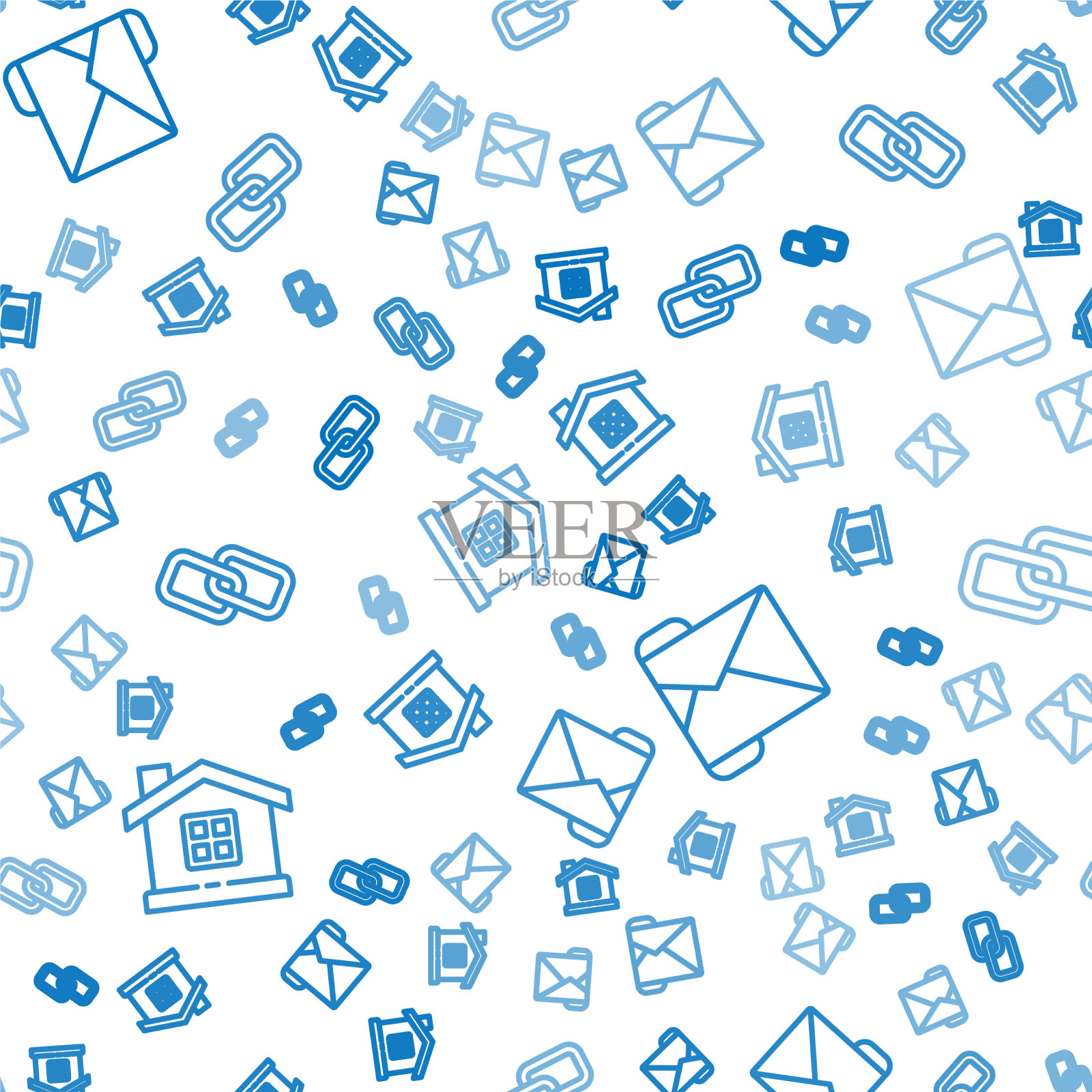 把线、房子的信封和链扣装上图标素材