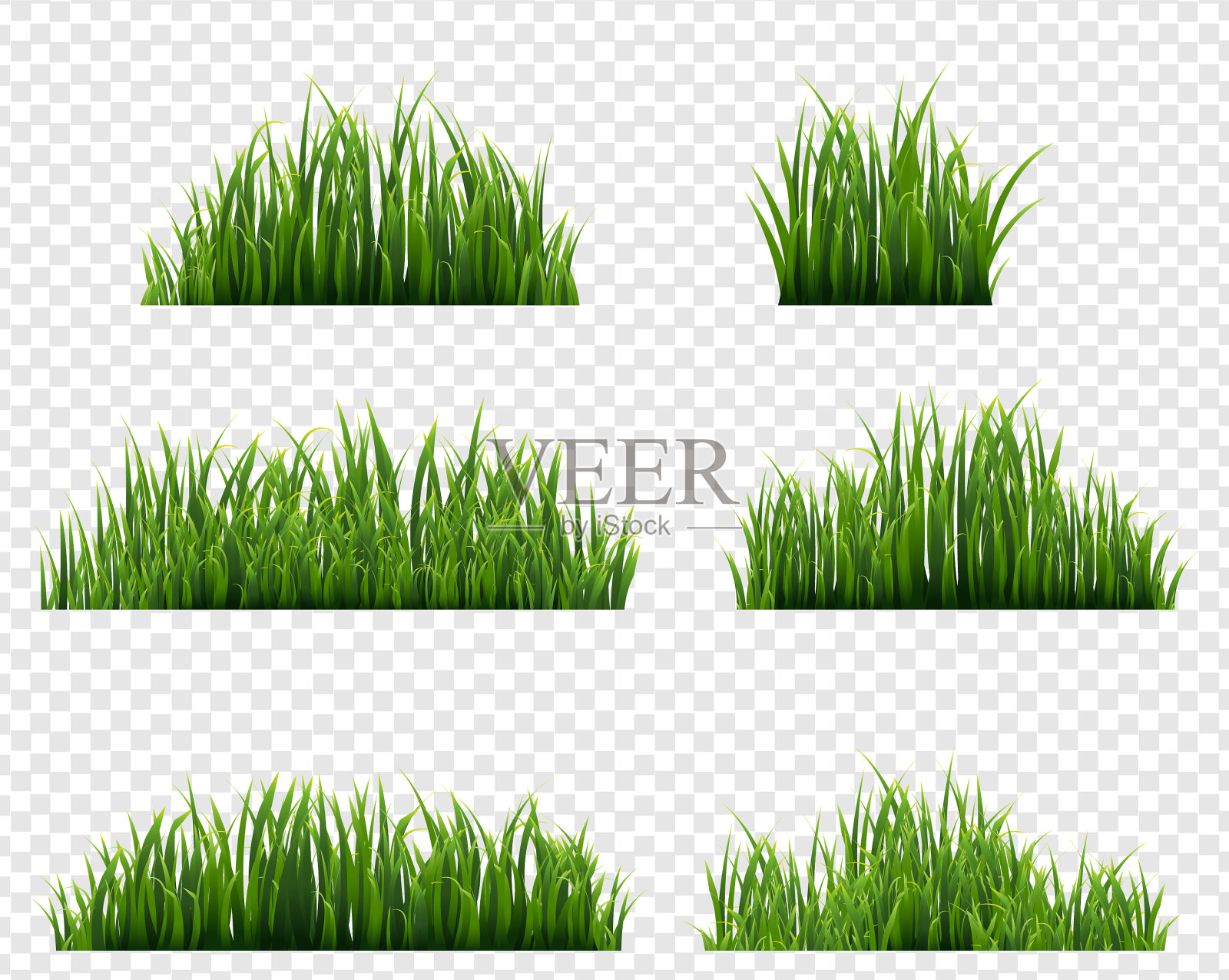 绿草点缀着透明的背景插画图片素材