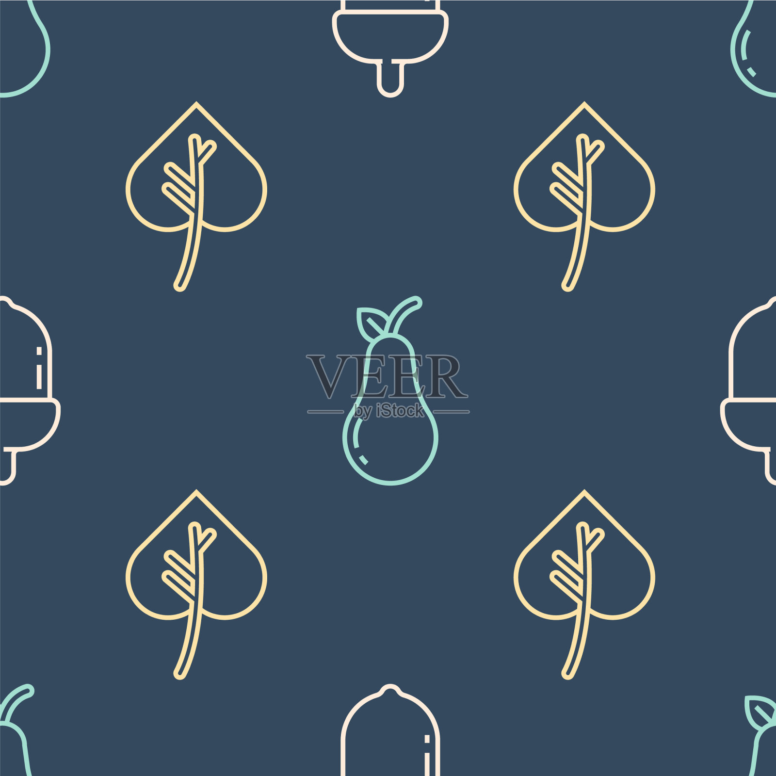 在橡子叶或梨子叶上设置线图标素材