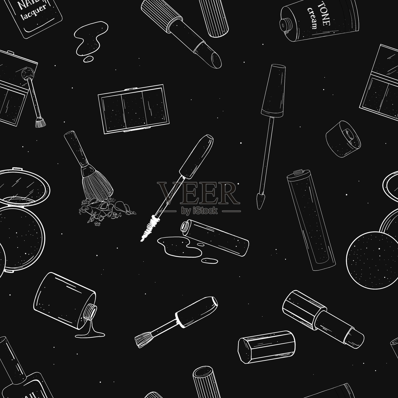 无缝图案与装饰化妆品插画图片素材