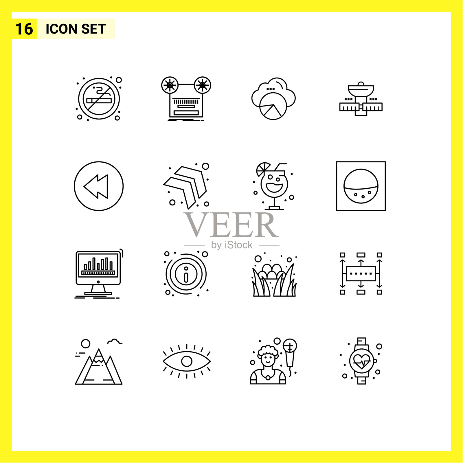 16个通用轮廓符号符号空间插画图片素材