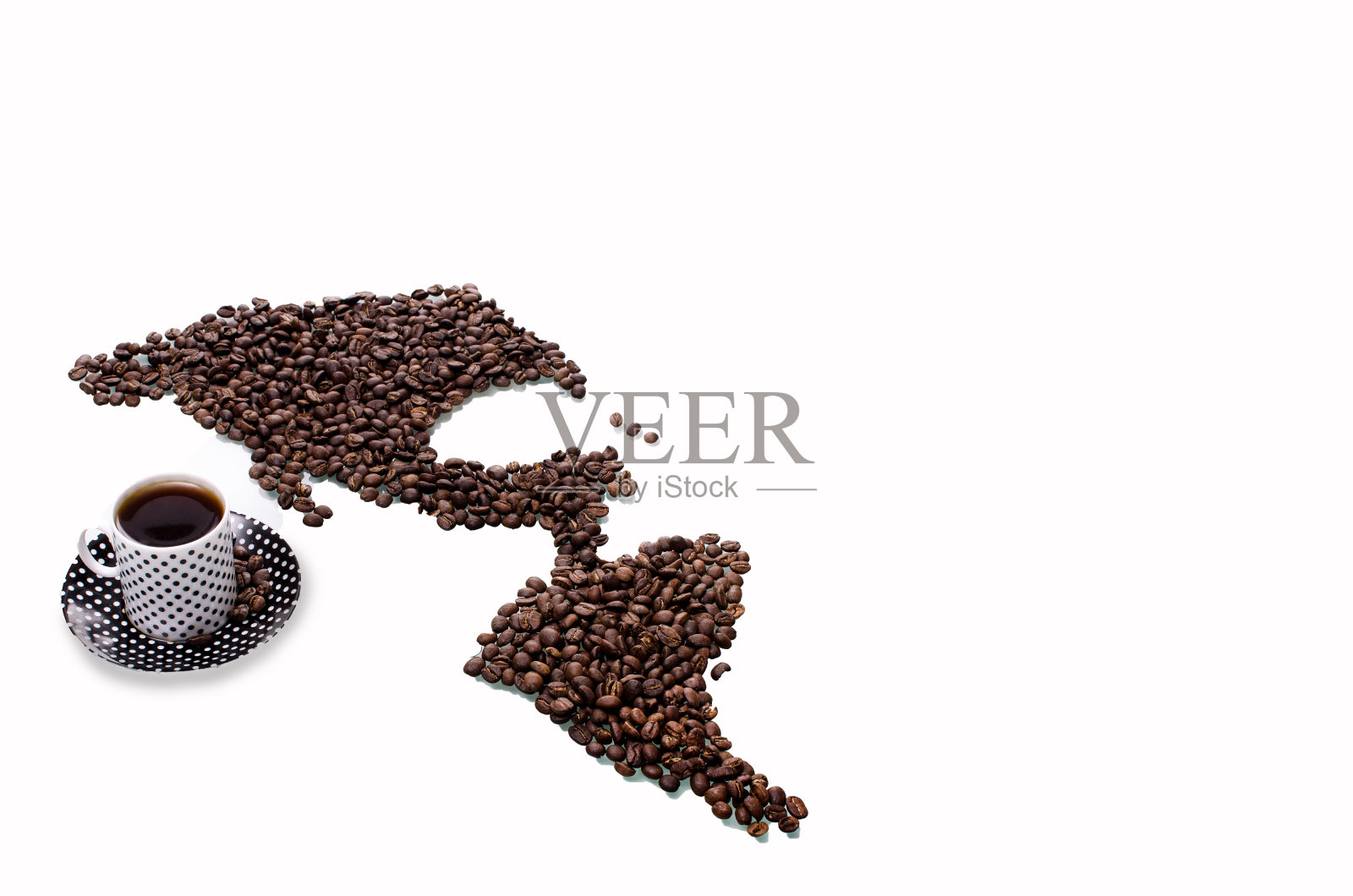 这是一张用咖啡豆做成的美国地图照片摄影图片