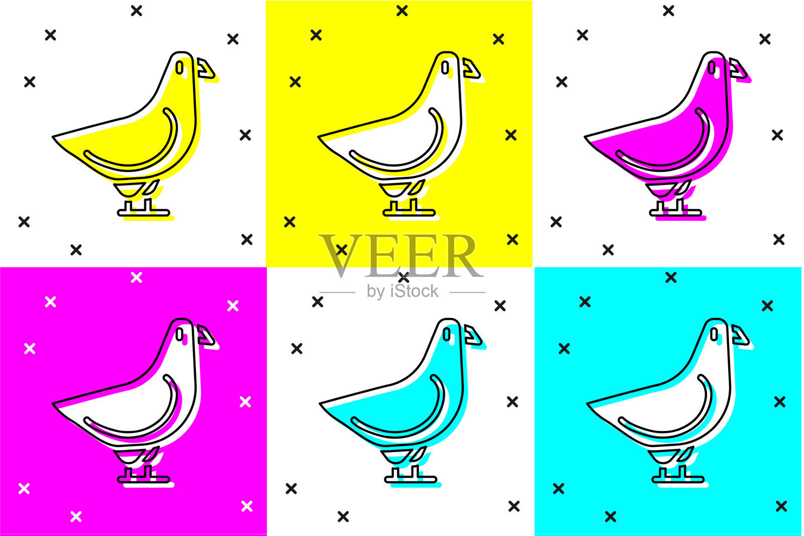 设置鸽子图标孤立的颜色背景图标素材