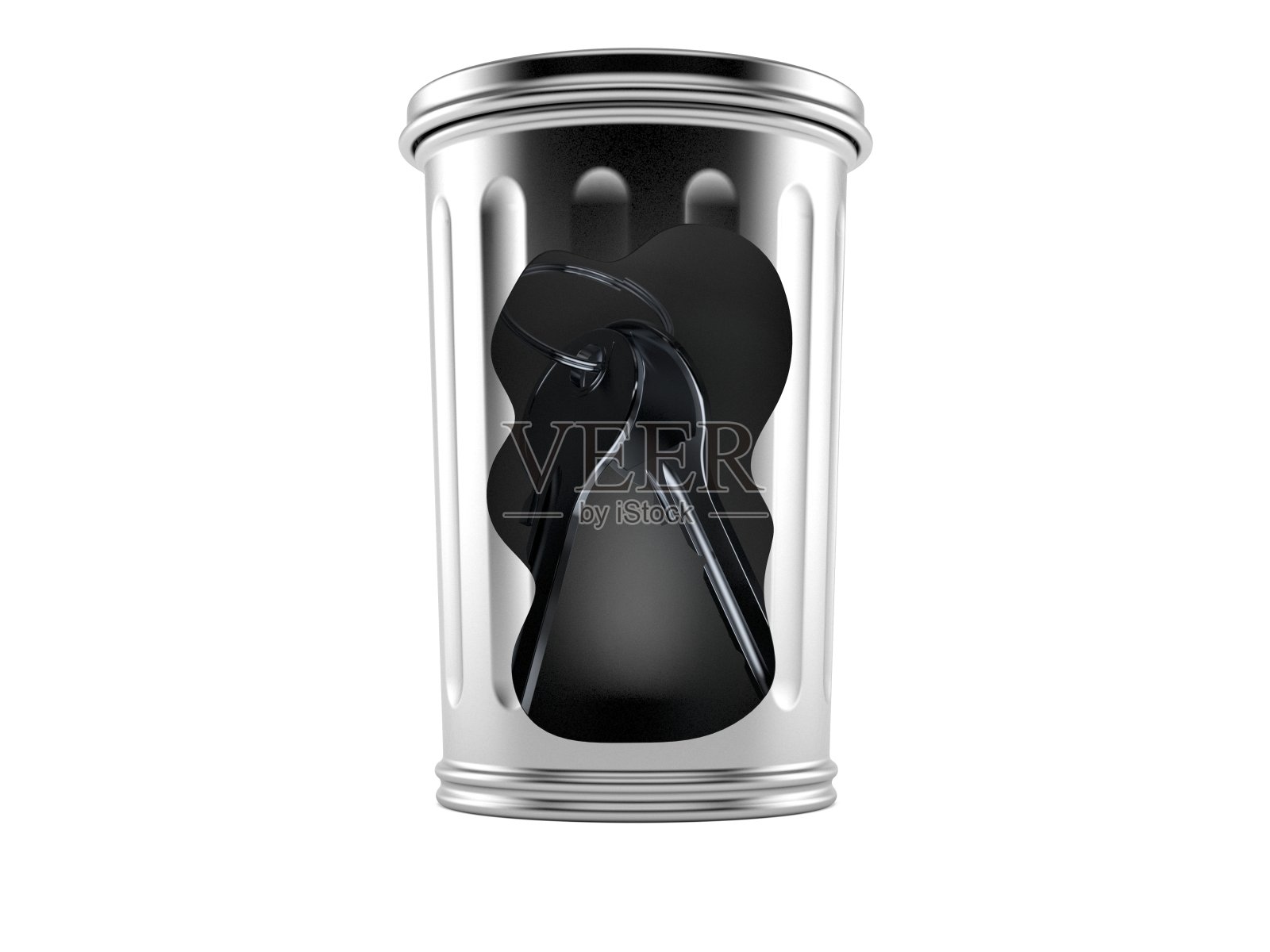 垃圾桶里的门钥匙照片摄影图片