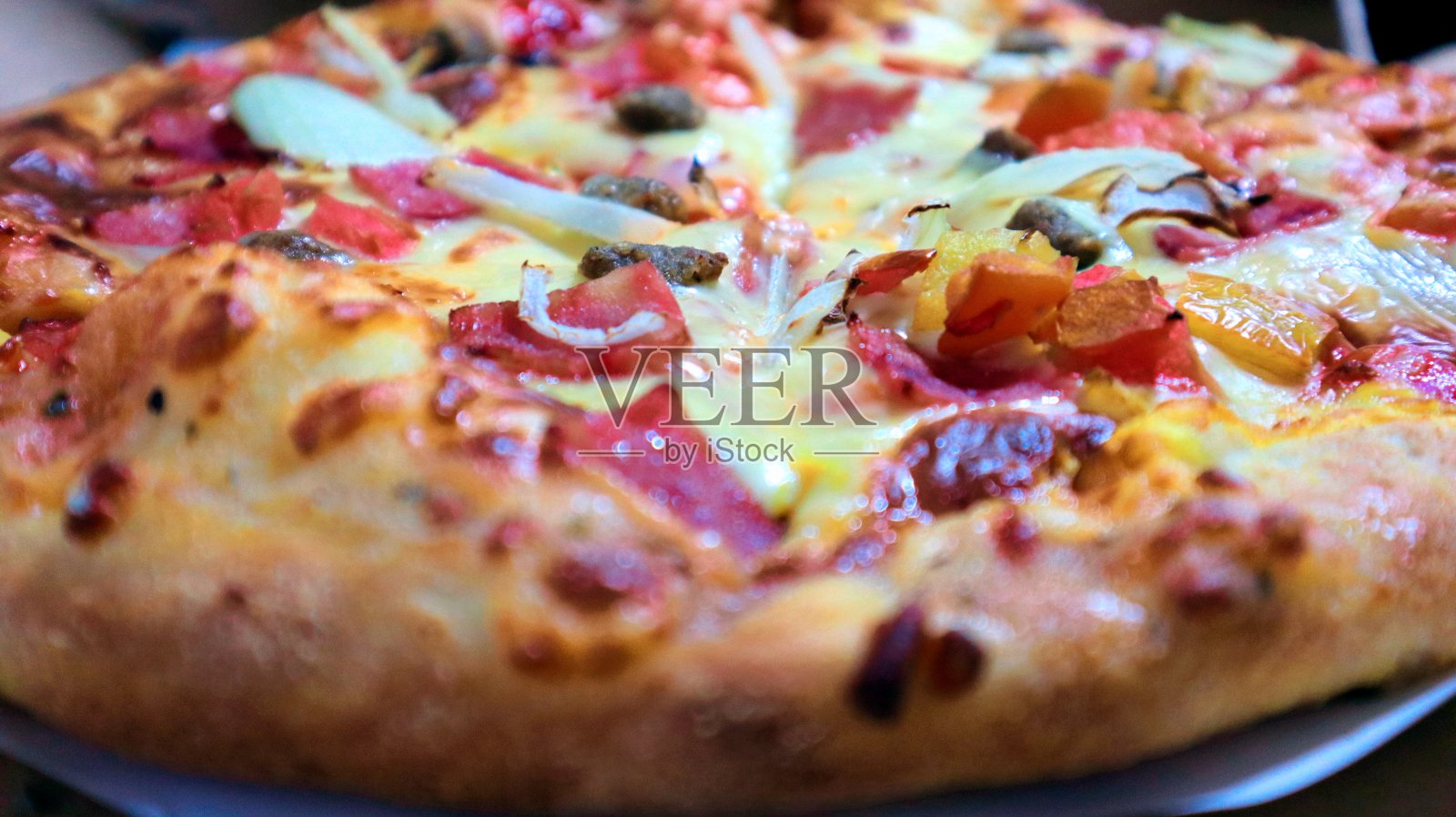 美式经典芝士汉堡披萨照片摄影图片