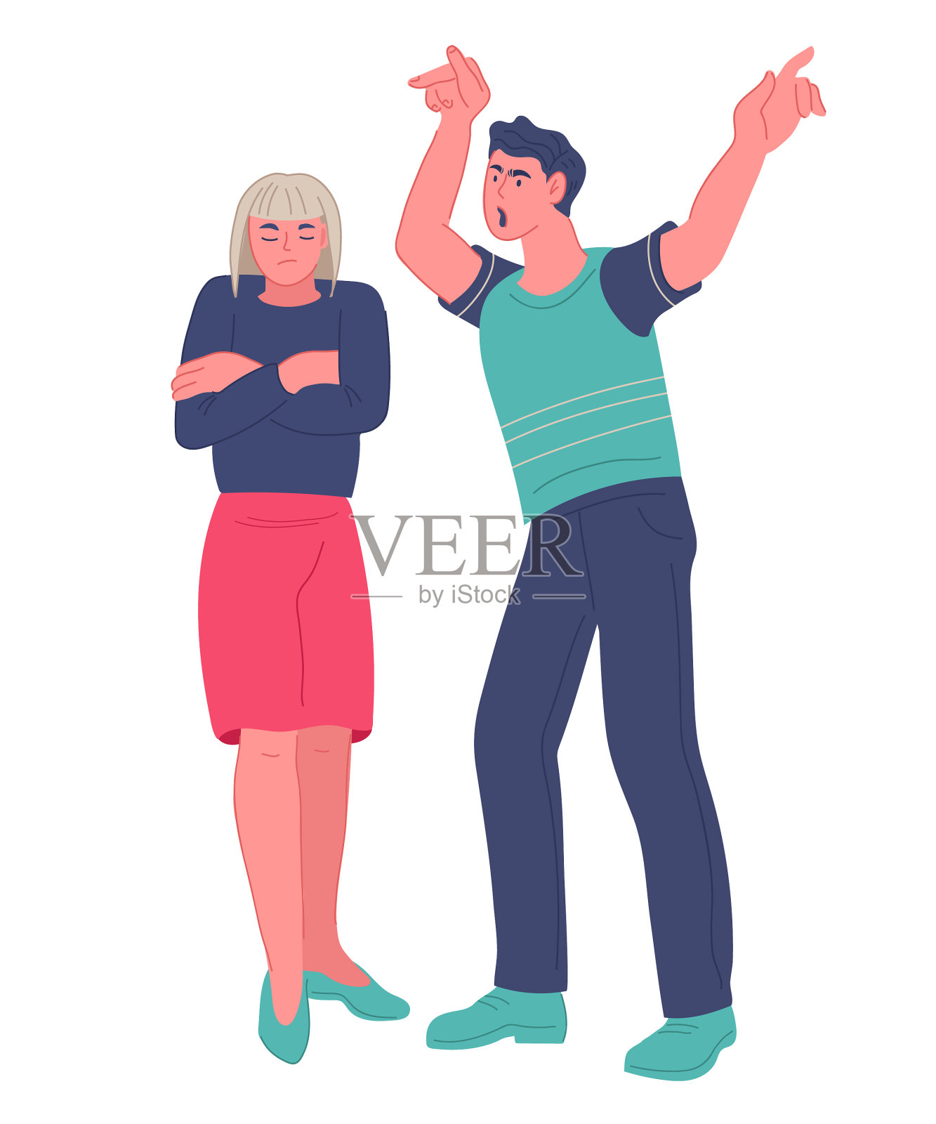 家庭冲突和夫妻问题设计元素图片