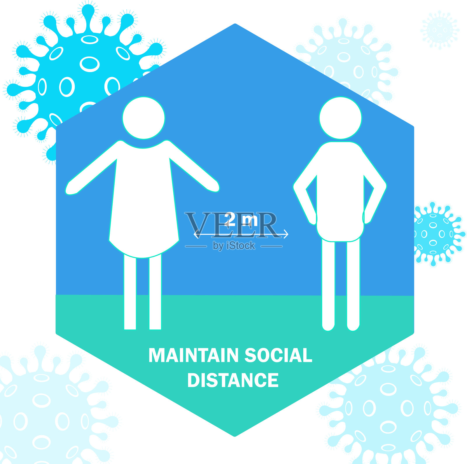 保持社交距离，防止病毒插画图片素材
